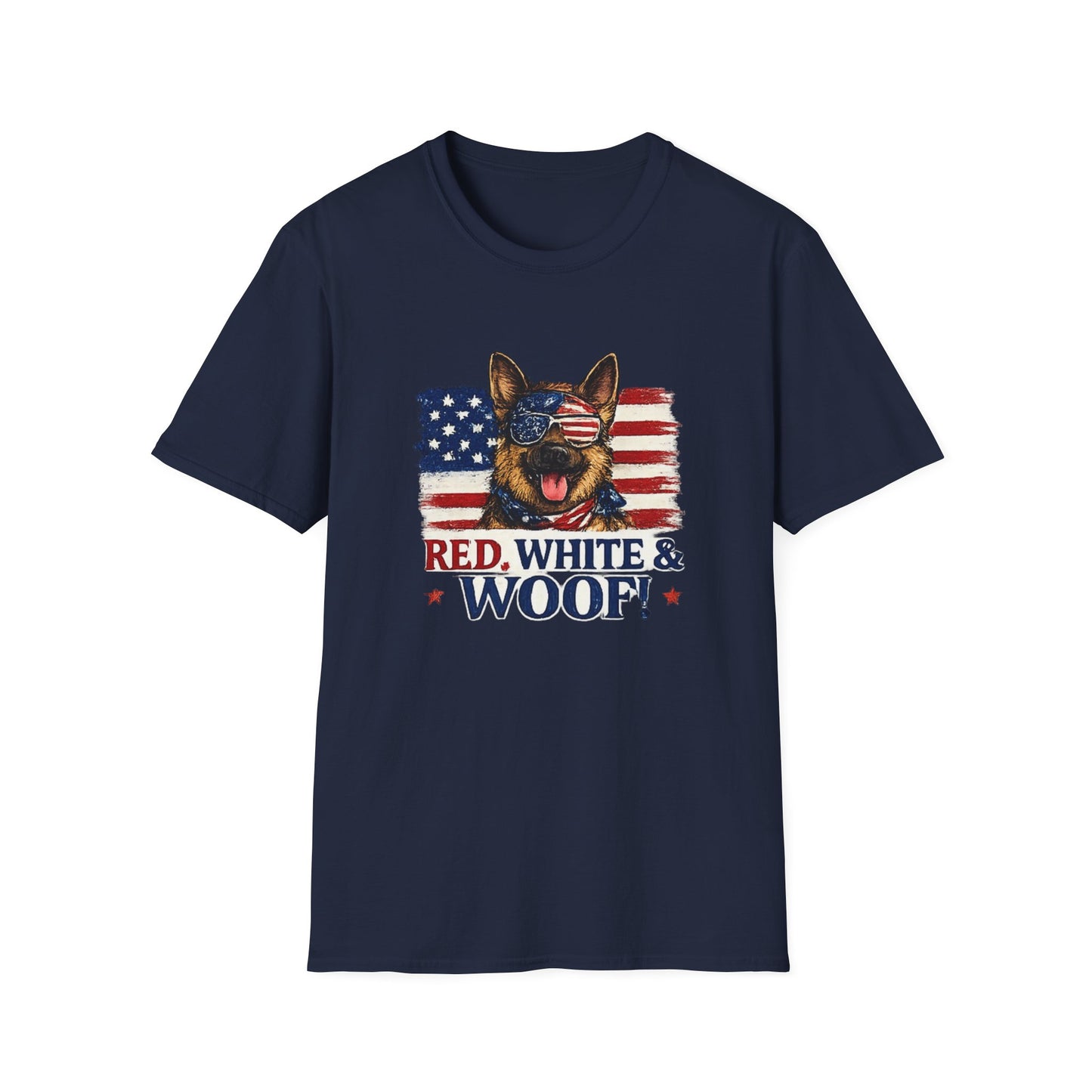 Patriotic German Shepherd Graphic T-Shirt | American Flag Dog Tee