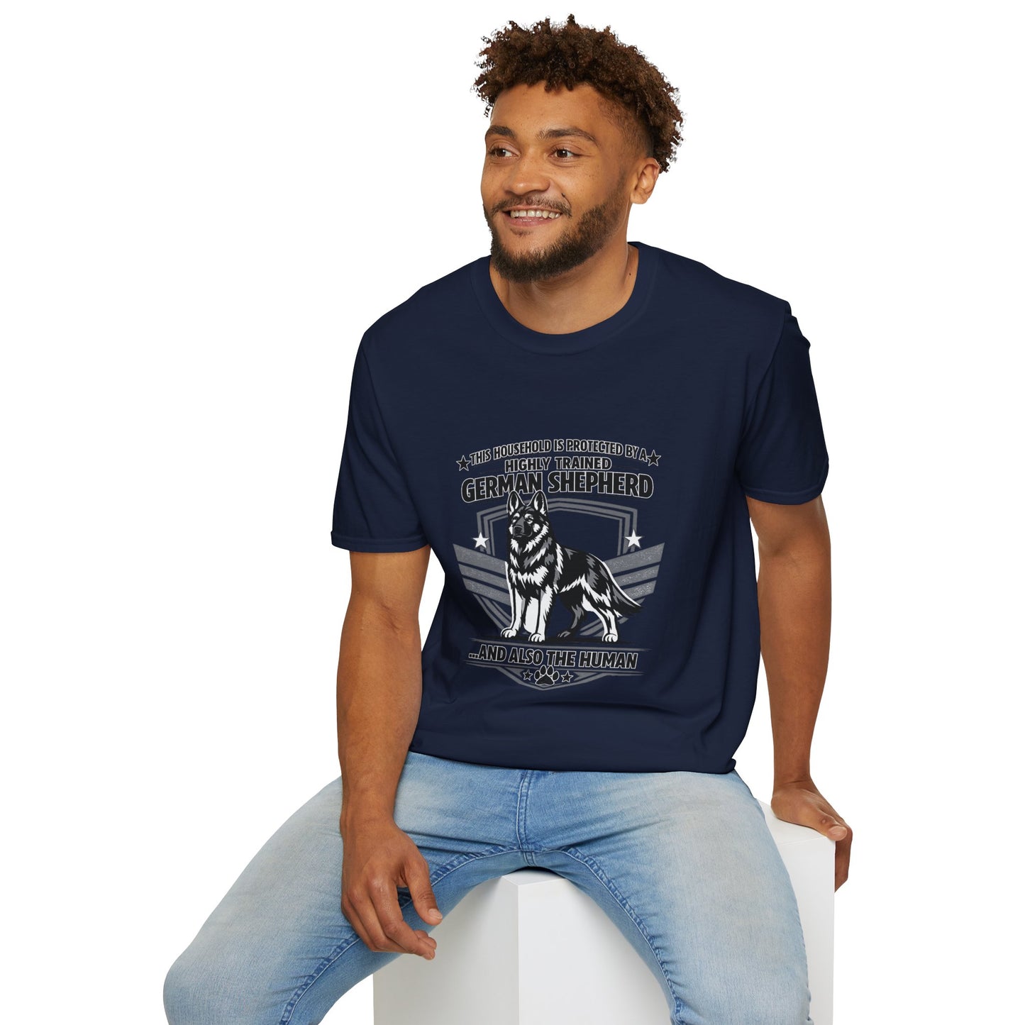 German Shepherd Protector T-Shirt — "This Household Is Protected By A Highly Trained German Shepherd"
