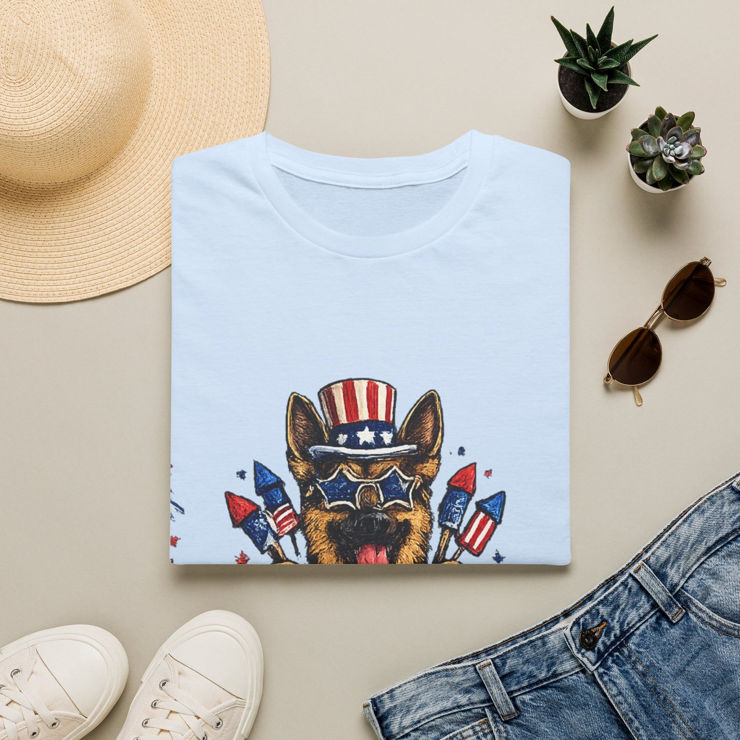 Lets Get Star Spangled Hammered T-Shirt | Patriotic German Shepherd, 4th of July