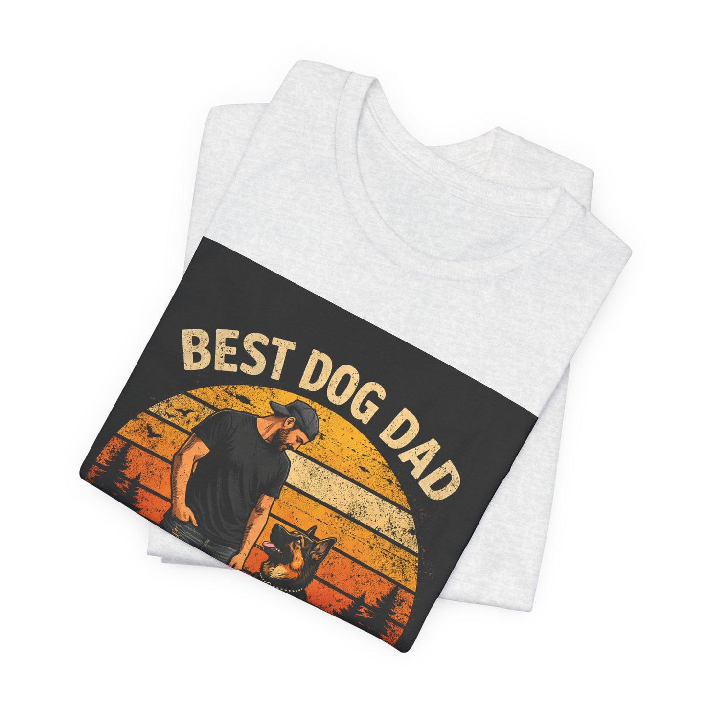 Best Dog Dad by My Side Tee | Man with German Shepherd Vintage Sunset