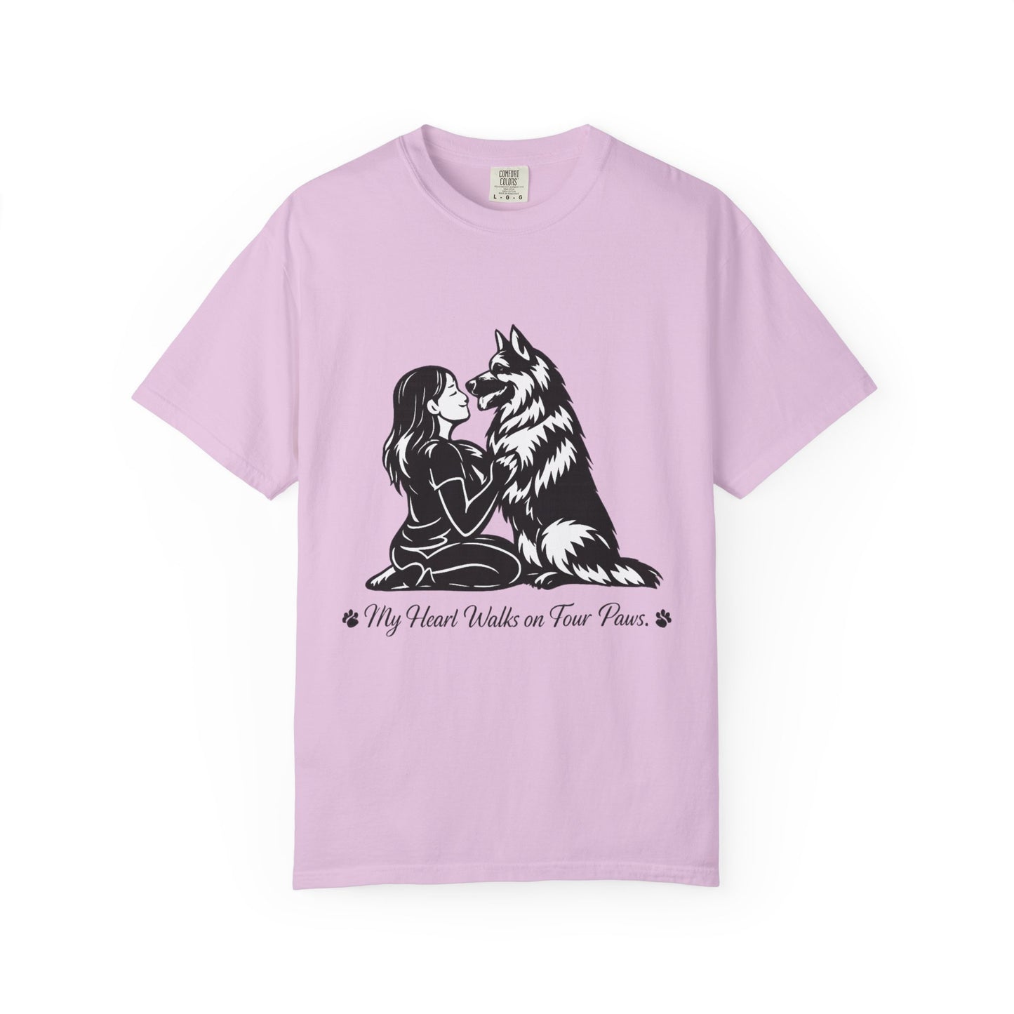 Girl and German Shepherd Illustration T-Shirt | My Heart Walks on Four Paws