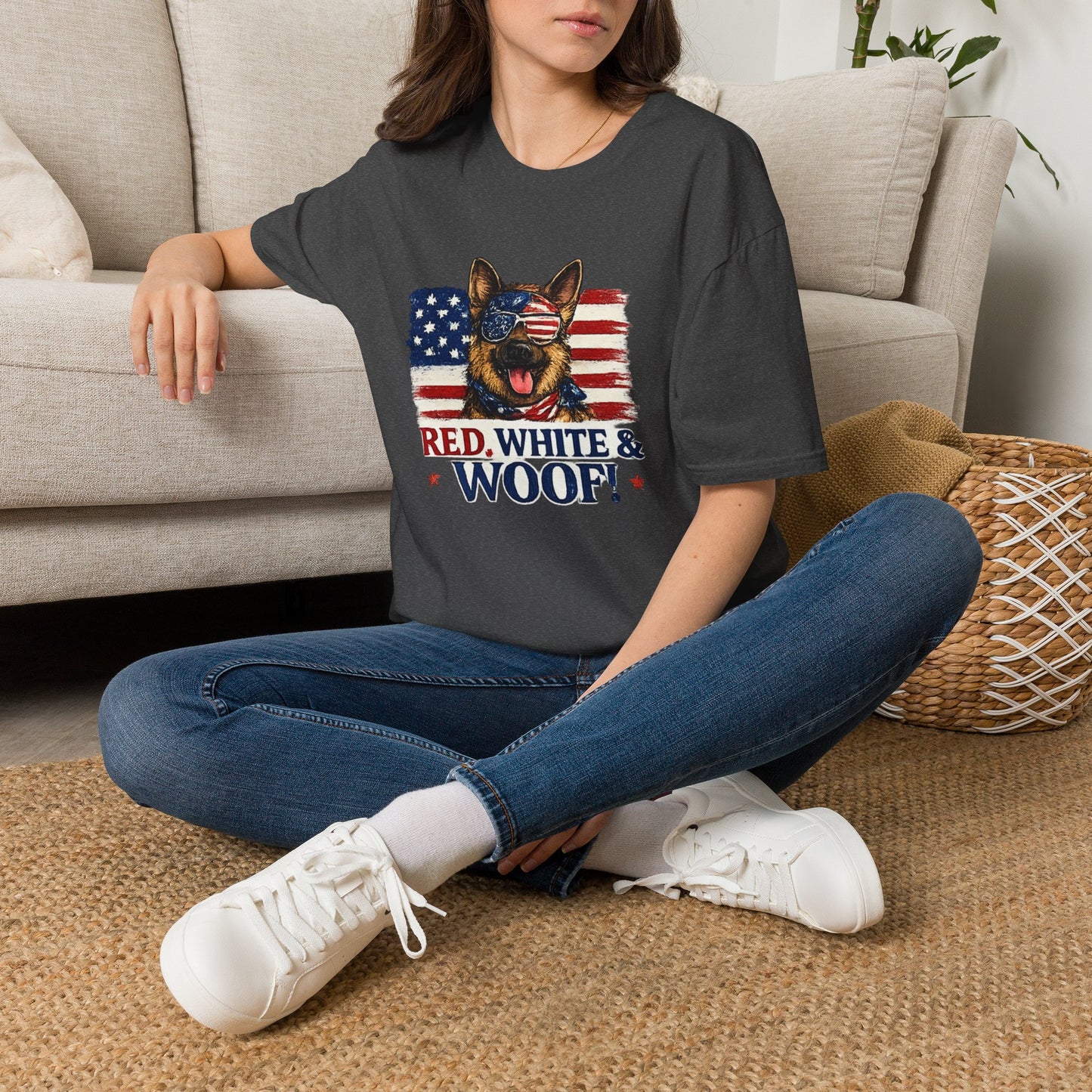 Patriotic German Shepherd Graphic T-Shirt | American Flag Dog Tee