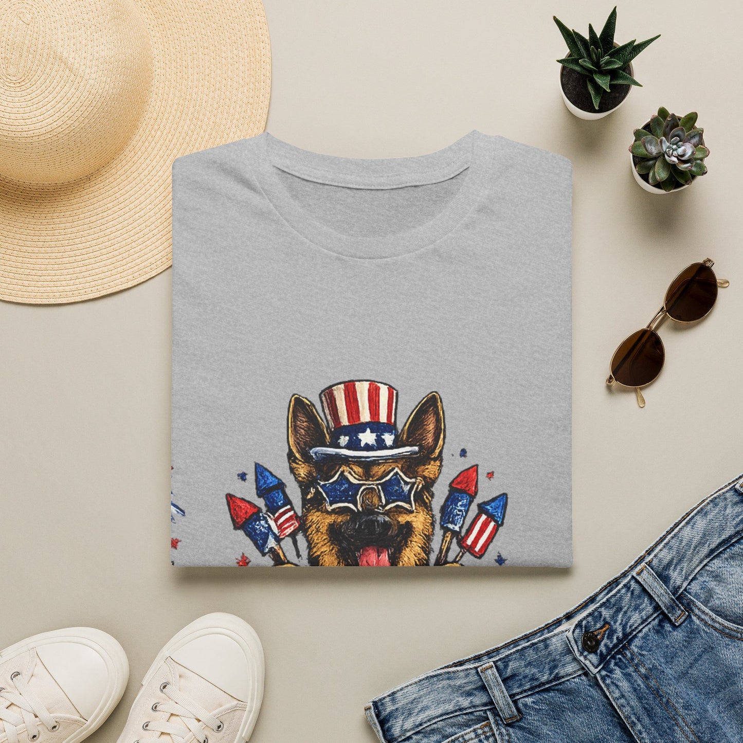 Lets Get Star Spangled Hammered T-Shirt | Patriotic German Shepherd, 4th of July