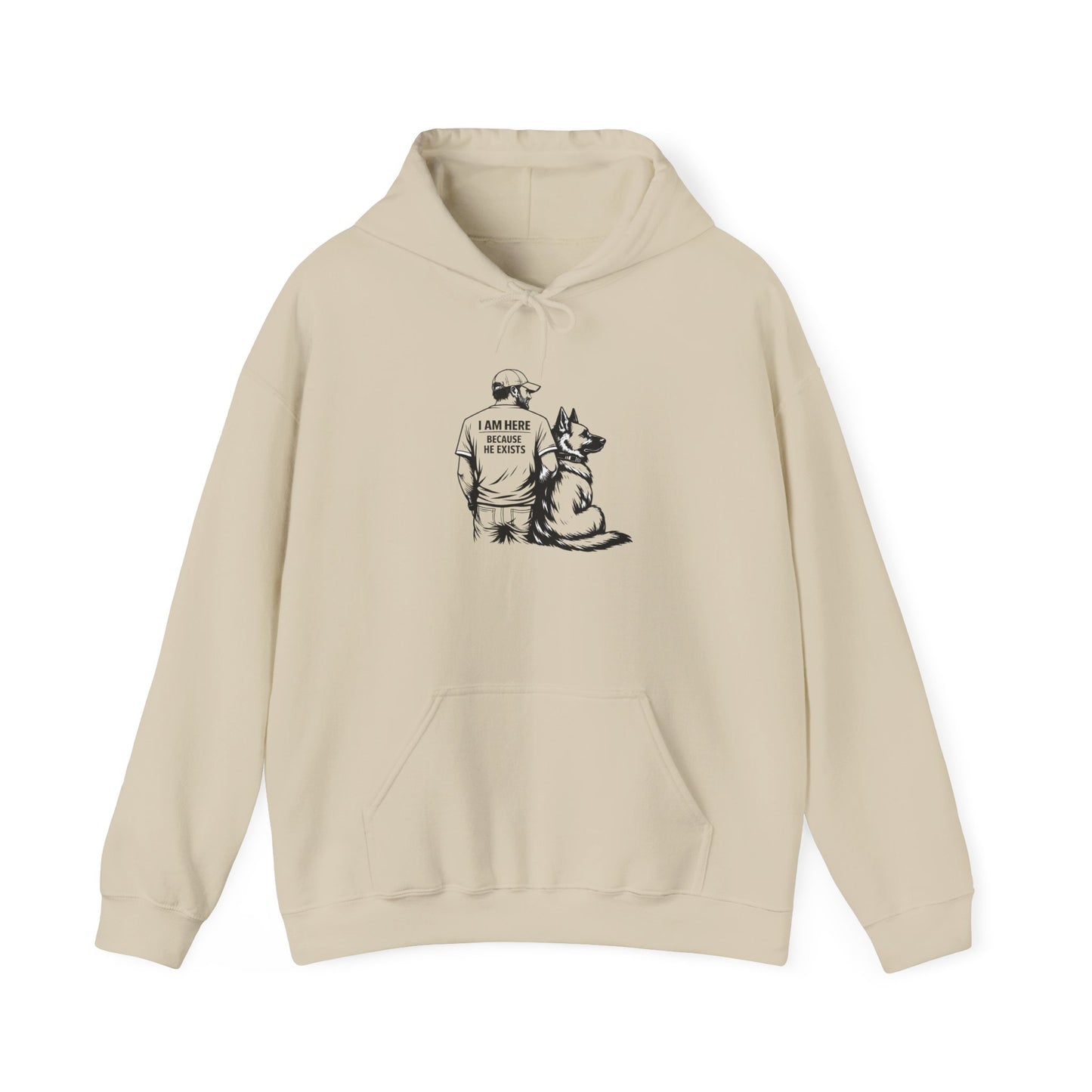 Hoodie — I Am My Dog’s Human Graphic Pullover (Man with German Shepherd)