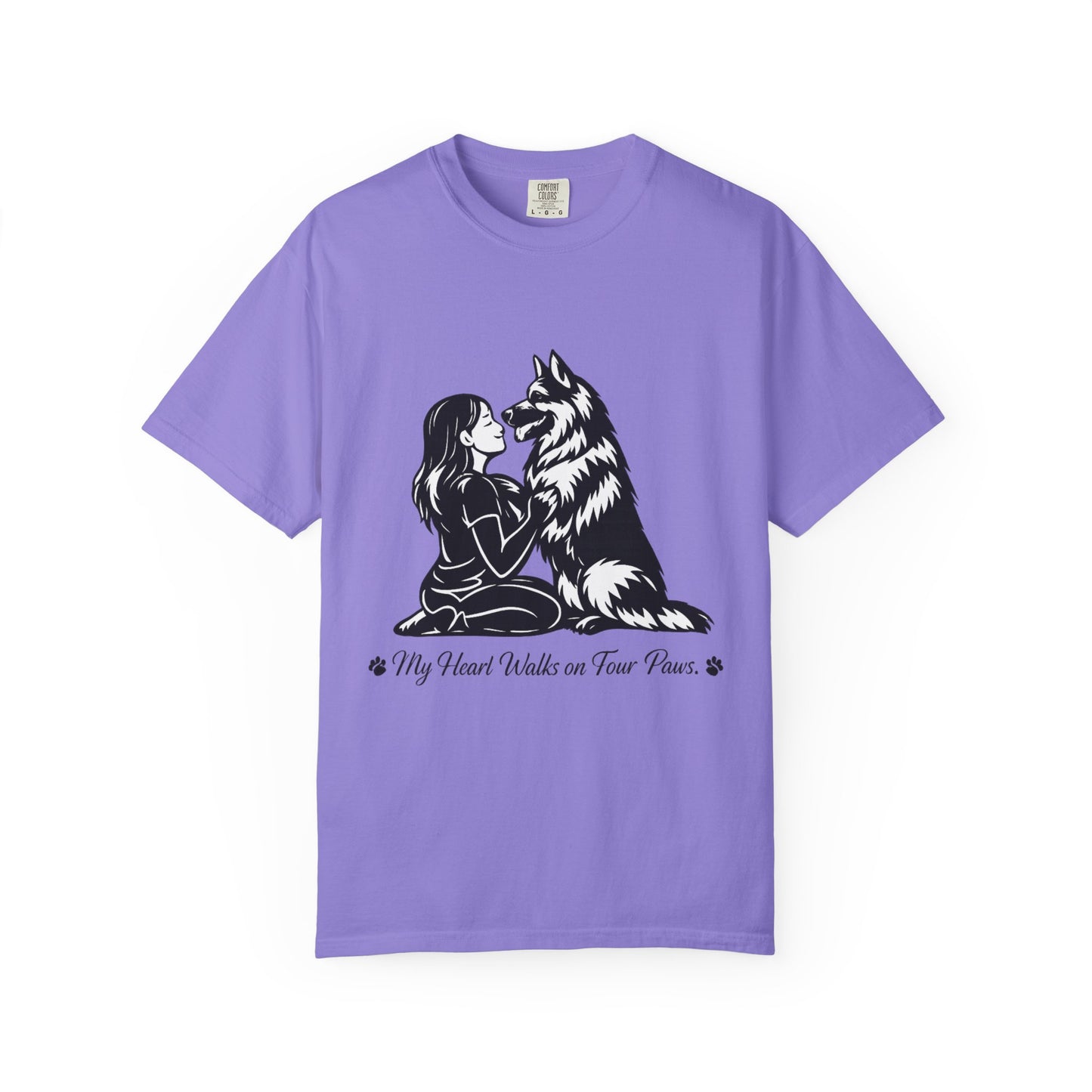 Girl and German Shepherd Illustration T-Shirt | My Heart Walks on Four Paws
