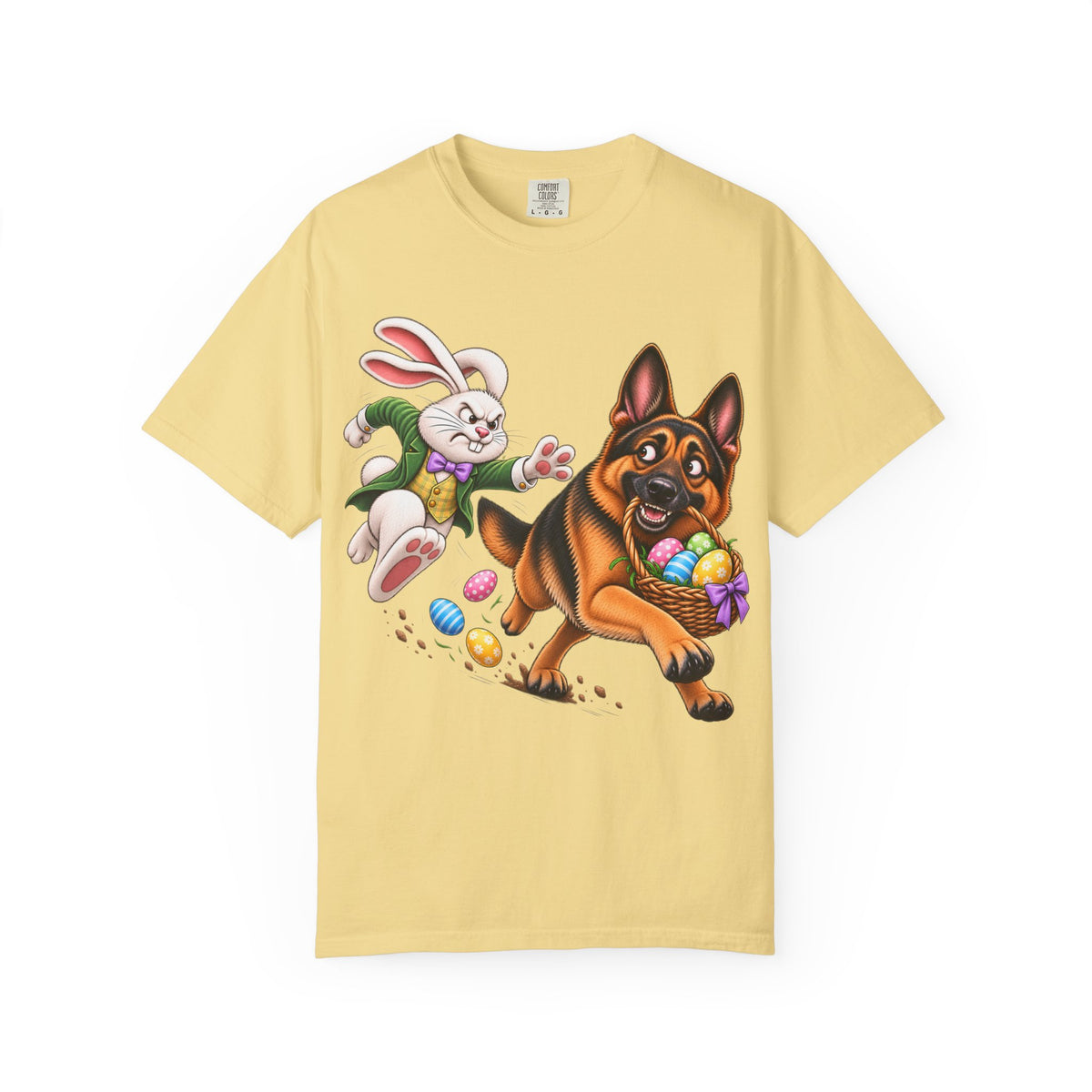 German Shepherd Easter Shirt – Funny Bunny Chase GSD T-Shirt