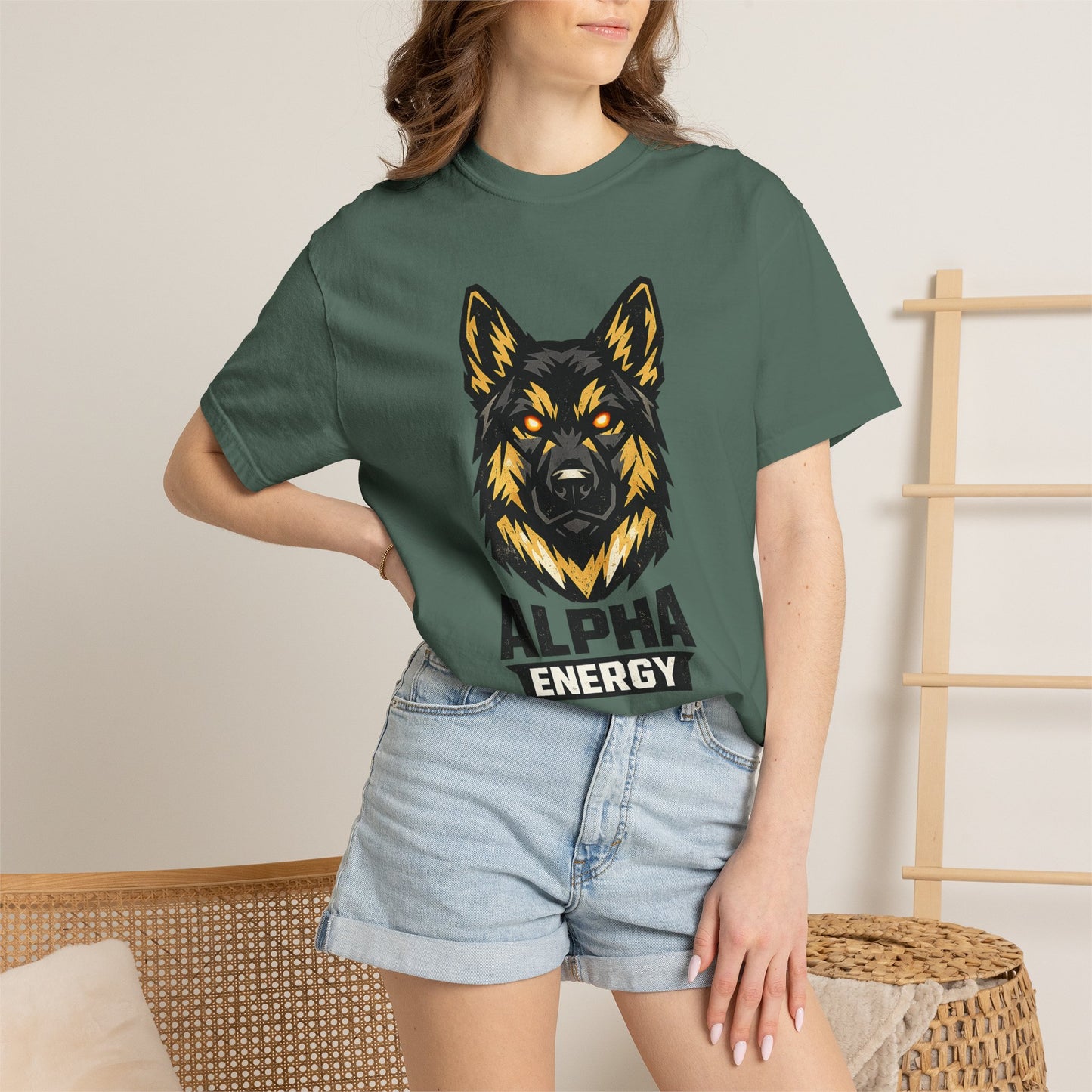 Alpha Energy German Shepherd Head T‑Shirt – Athletic Logo Dog Lover Tee | Bold Working Dog Graphic for Fitness & Streetwear | T‑Shirt