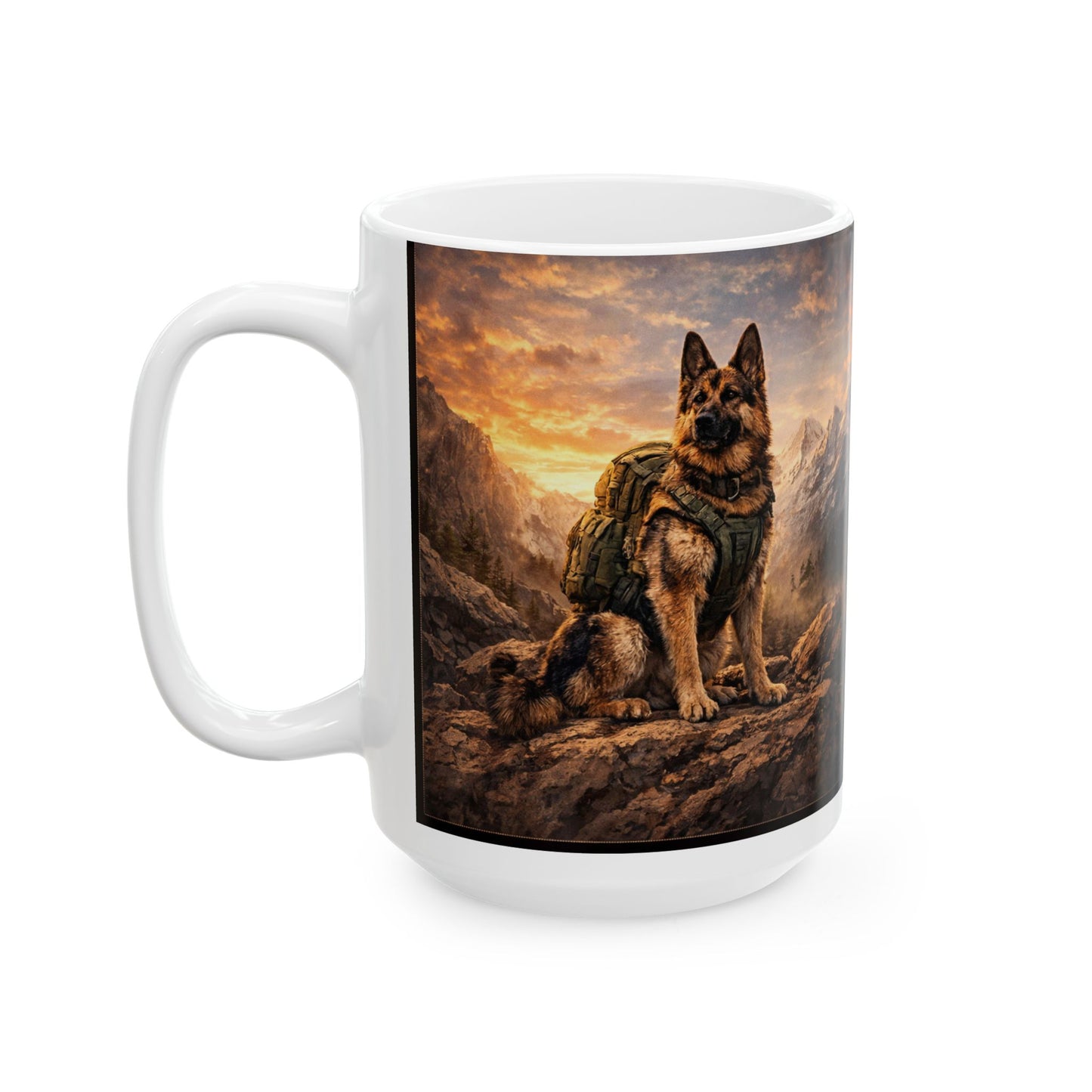 German Shepherd Mountain Sunset Mug | Ceramic Coffee Cup