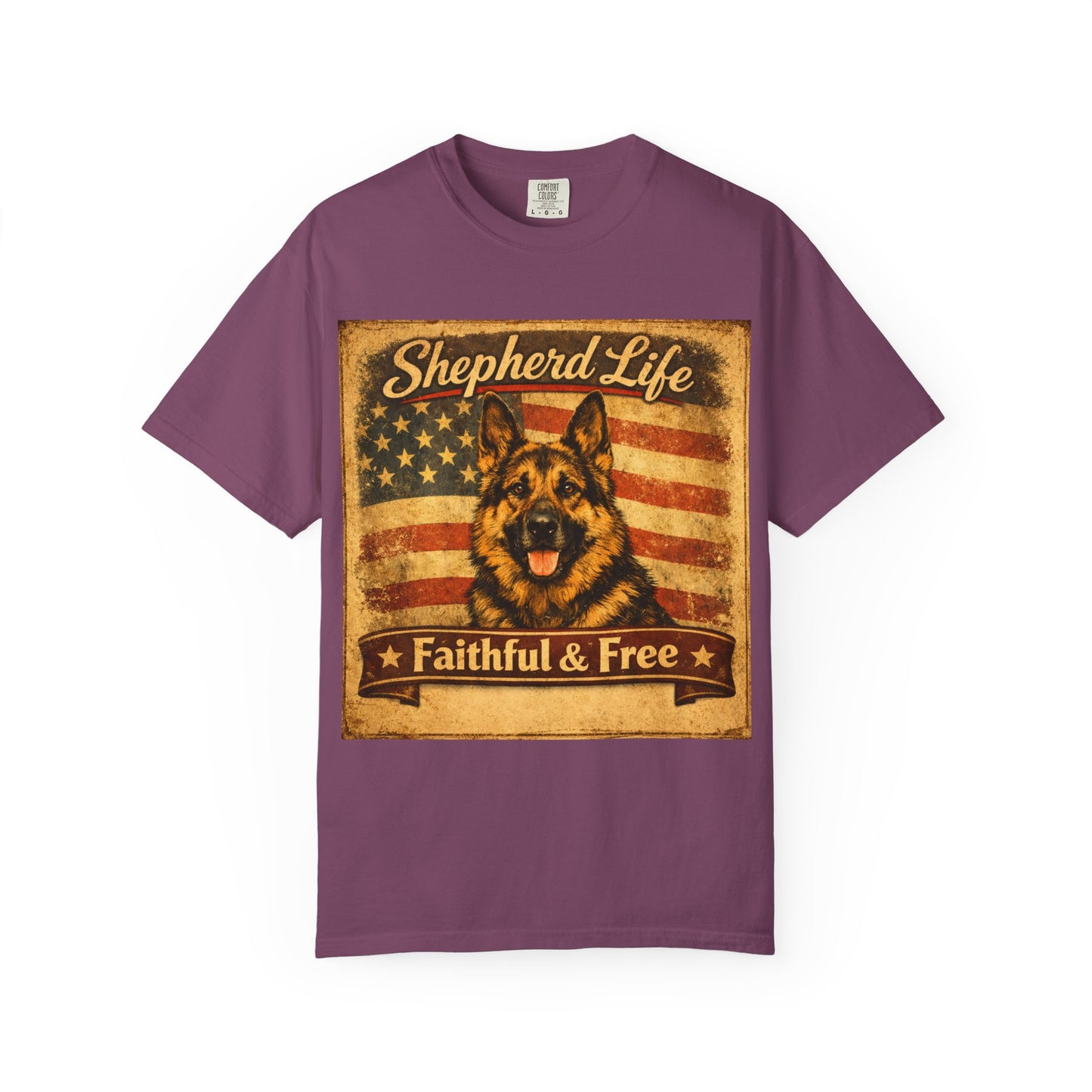 Shepherd Life Faithful & Free German Shepherd Shirt | Patriotic Flag Dog Tee