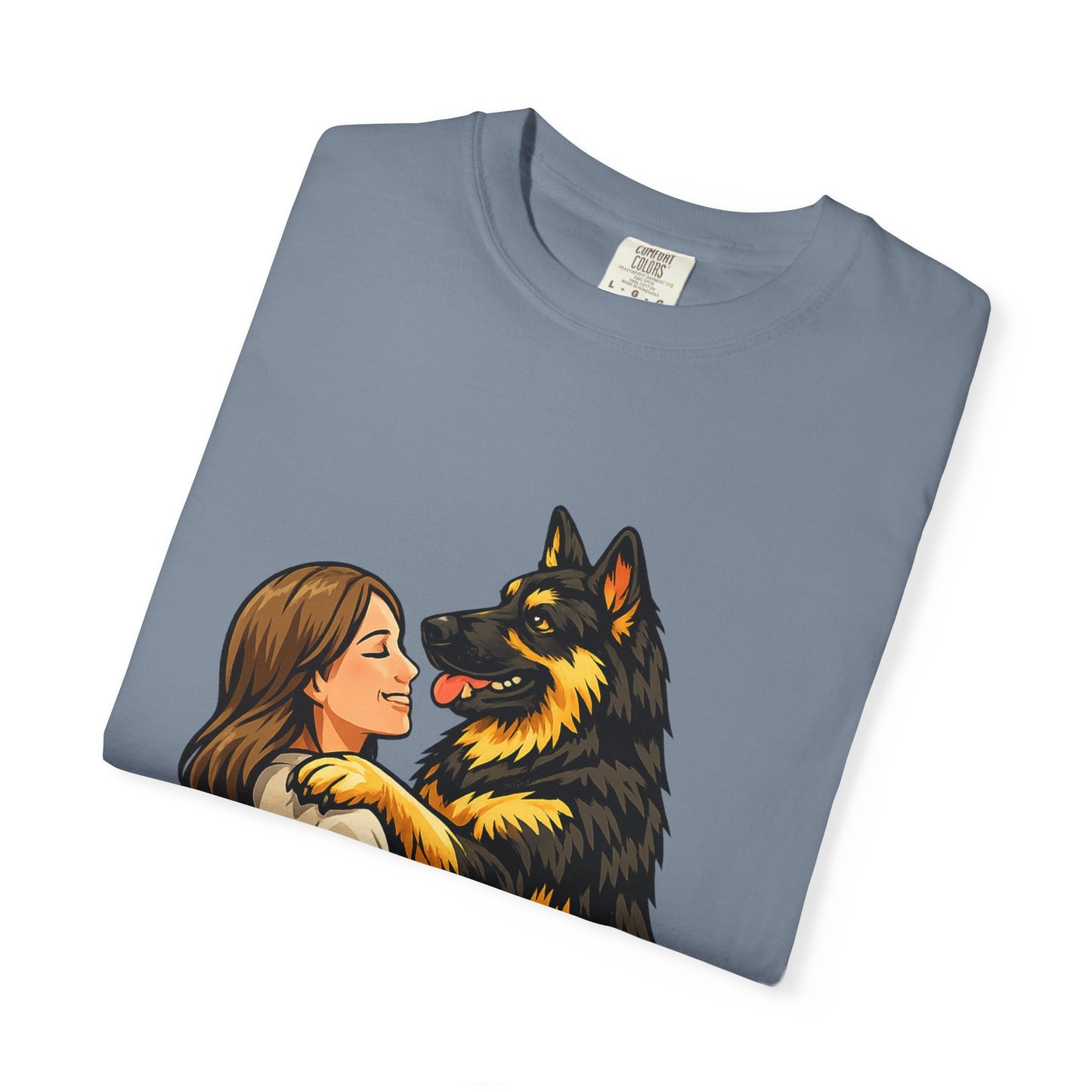 I Love You More Than Treats T-shirt | Girl Hugging German Shepherd Dog