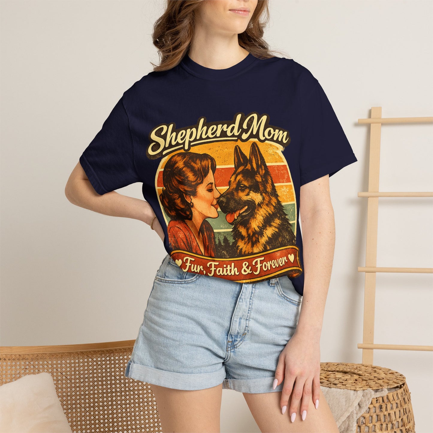 Shepherd Mom Vintage Portrait T-Shirt | German Shepherd Mom Tee