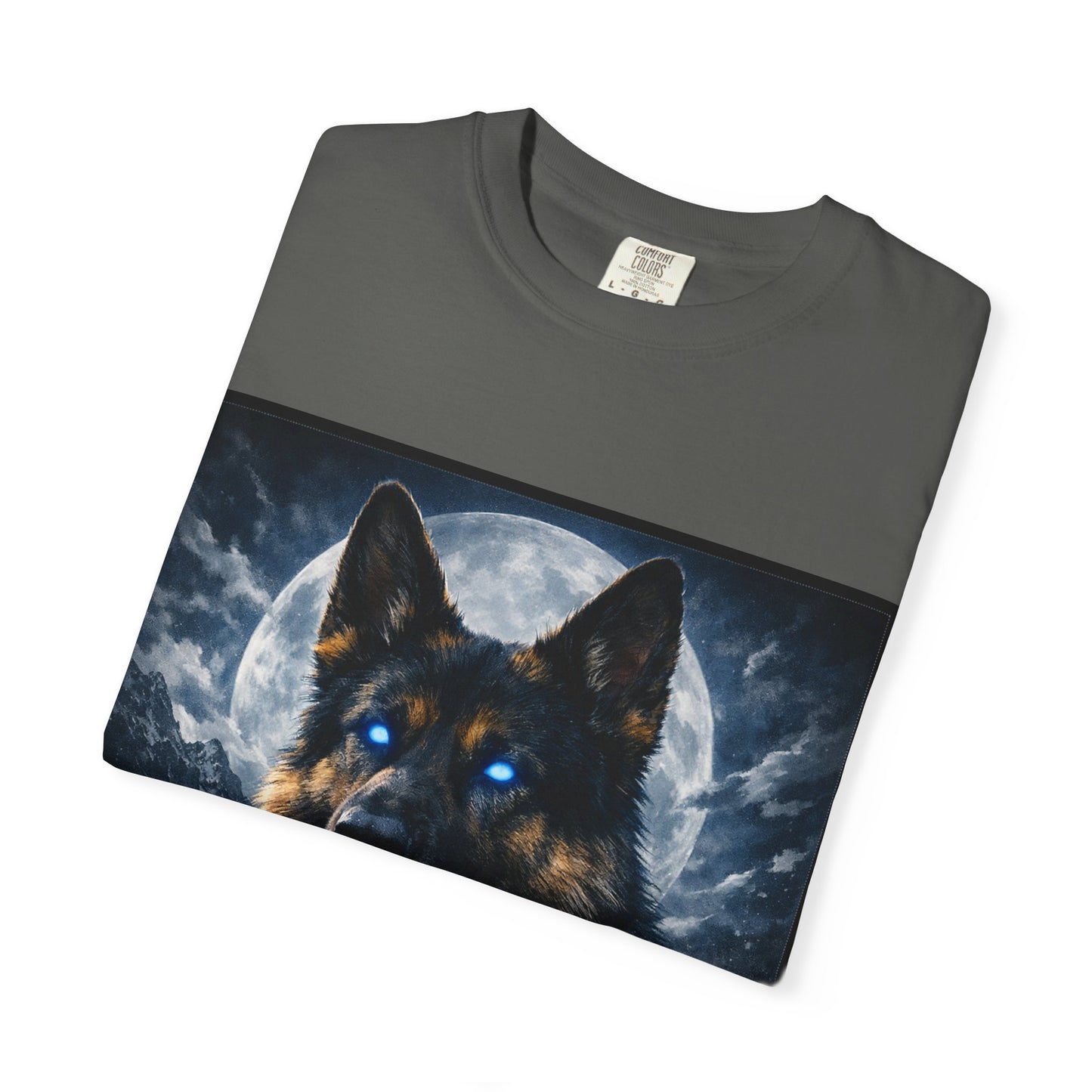 German Shepherd Portrait T-shirt | Dog Art, Night Sky Paw Print