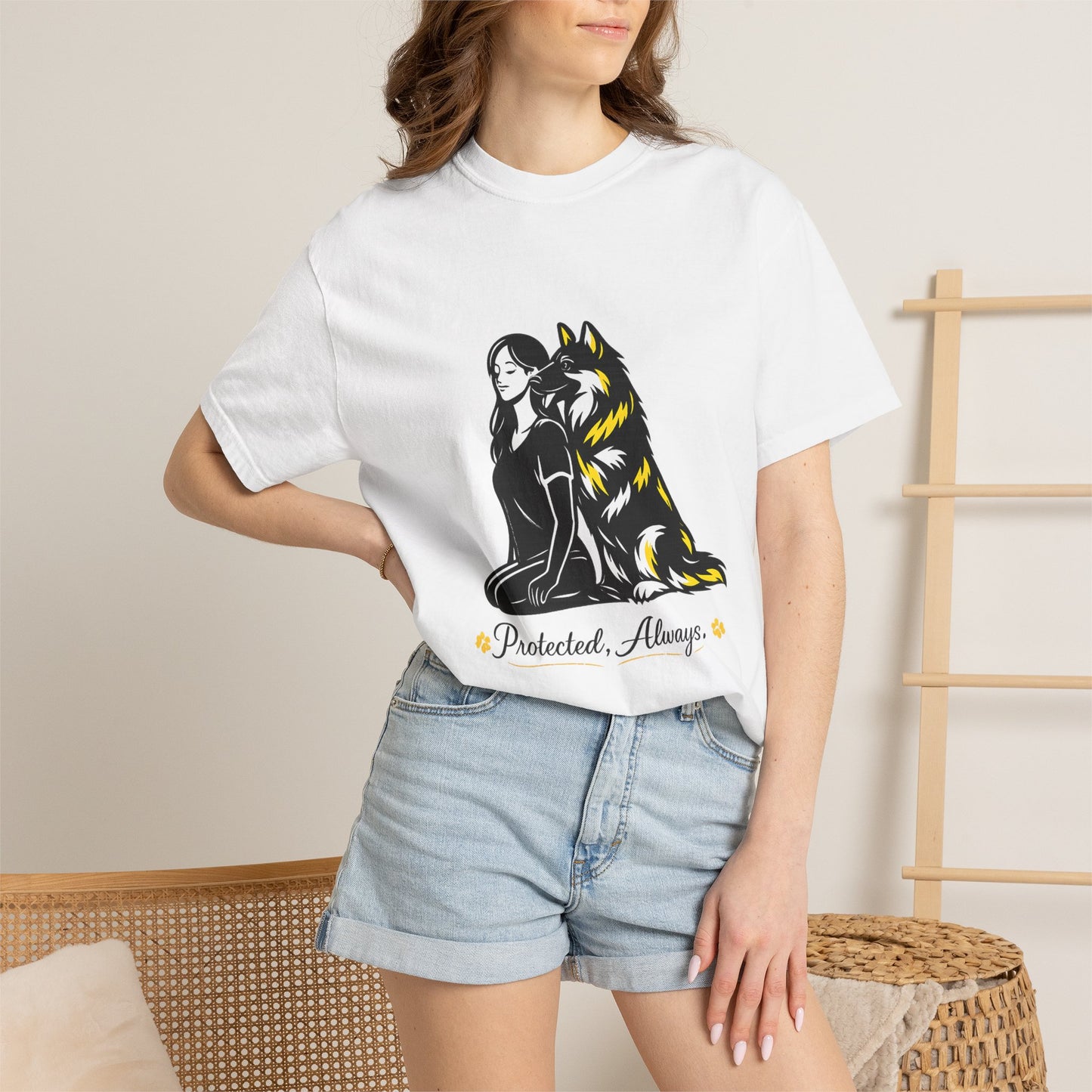 German Shephard and Woman, Guarded Forever, Petite Center Print