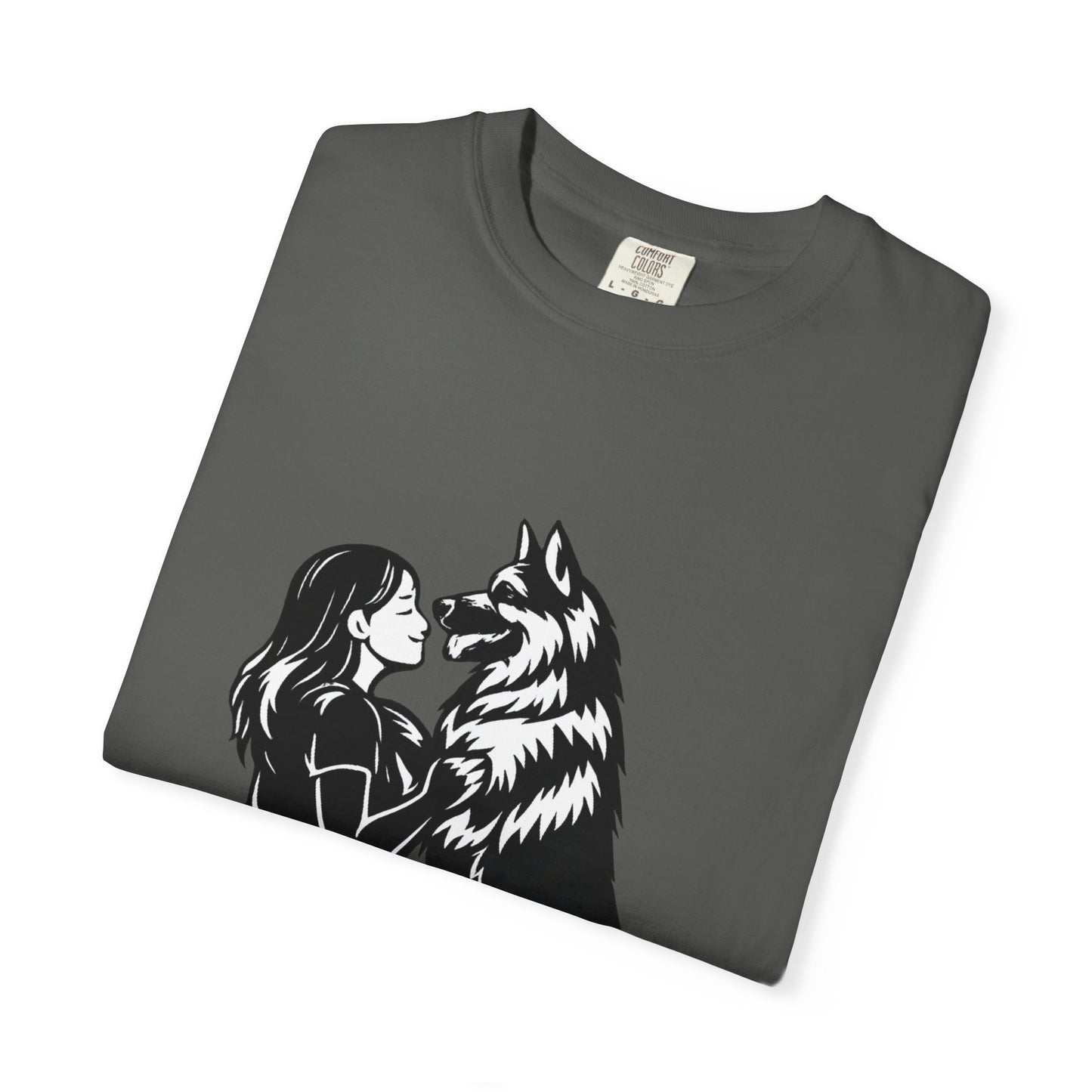 Girl and German Shepherd Illustration T-Shirt | My Heart Walks on Four Paws