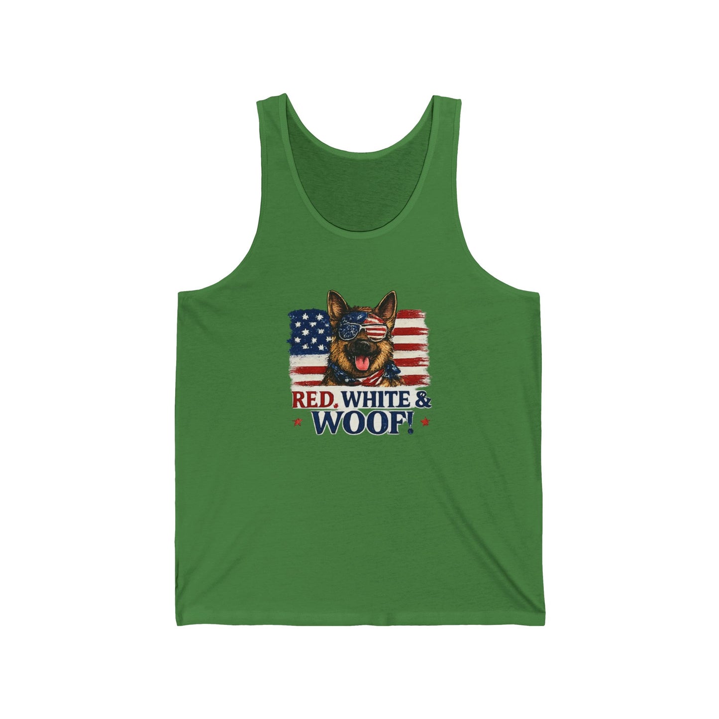Red, White & Woof! Dog Face with American Flag Tank