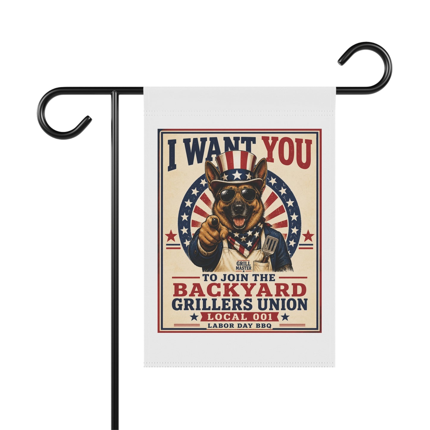 Garden Flag - "I Want You to Join the Backyard Grillers Union" Patriotic BBQ Banner