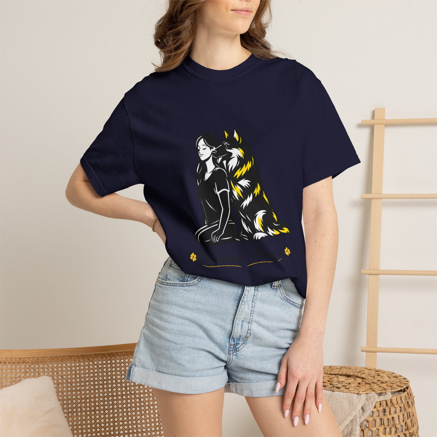 German Shephard and Woman, Guarded Forever, Petite Center Print