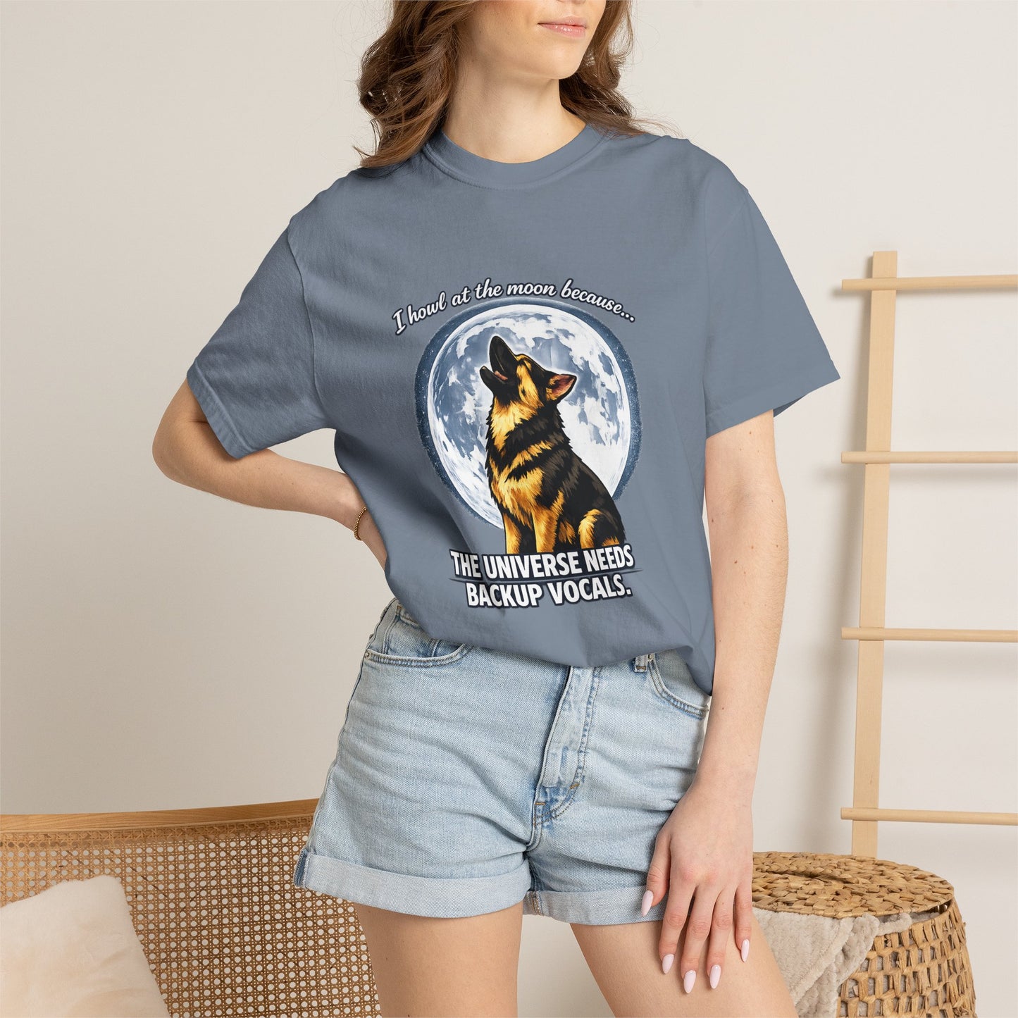 Howl at the Moon Dog T-Shirt | The Universe Needs Backup Vocals