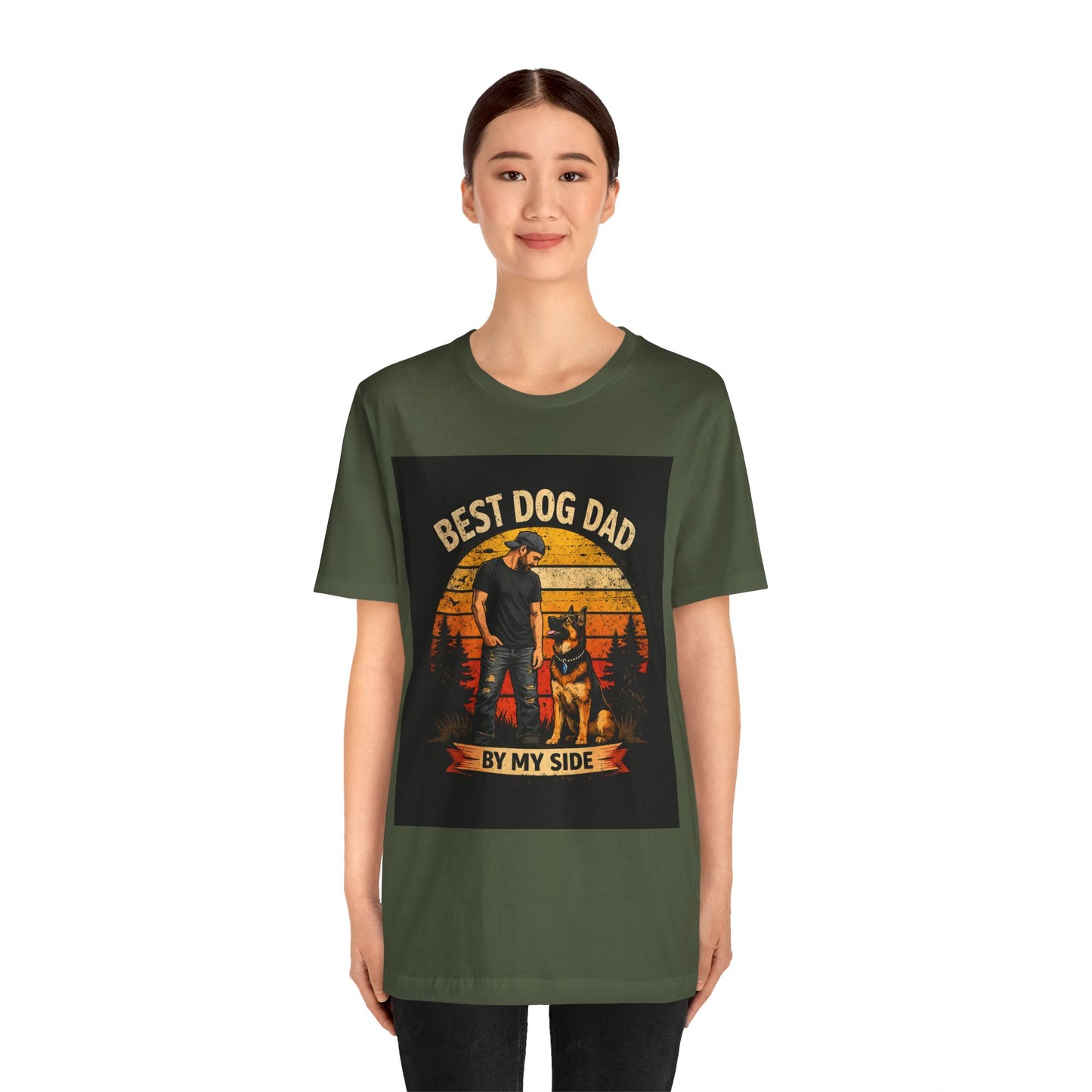 Best Dog Dad By My Side German Shepherd T-Shirt | Dog Dad Gift | German Shepherd Owner Shirt