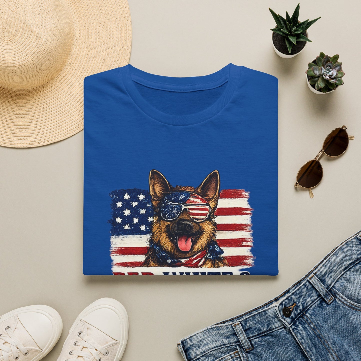 Patriotic German Shepherd Graphic T-Shirt | American Flag Dog Tee