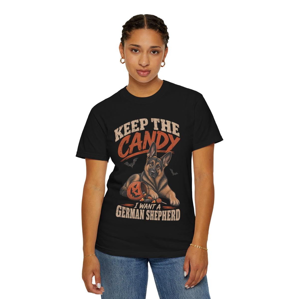 Keep the Candy I Want a German Shepherd Halloween Shirt – Vintage GSD Dog Lover T-Shirt