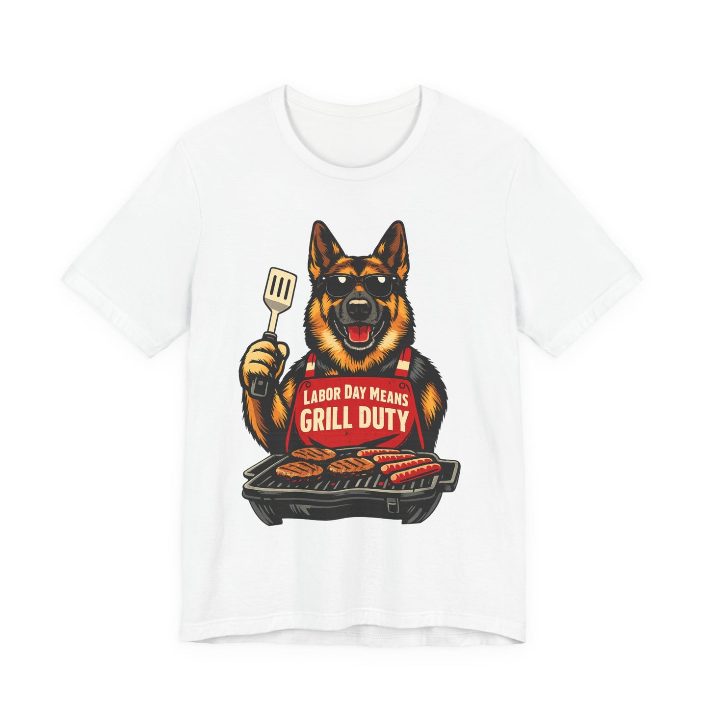 Labor Day Means Grill Duty German Shepherd Patriotic T-Shirt