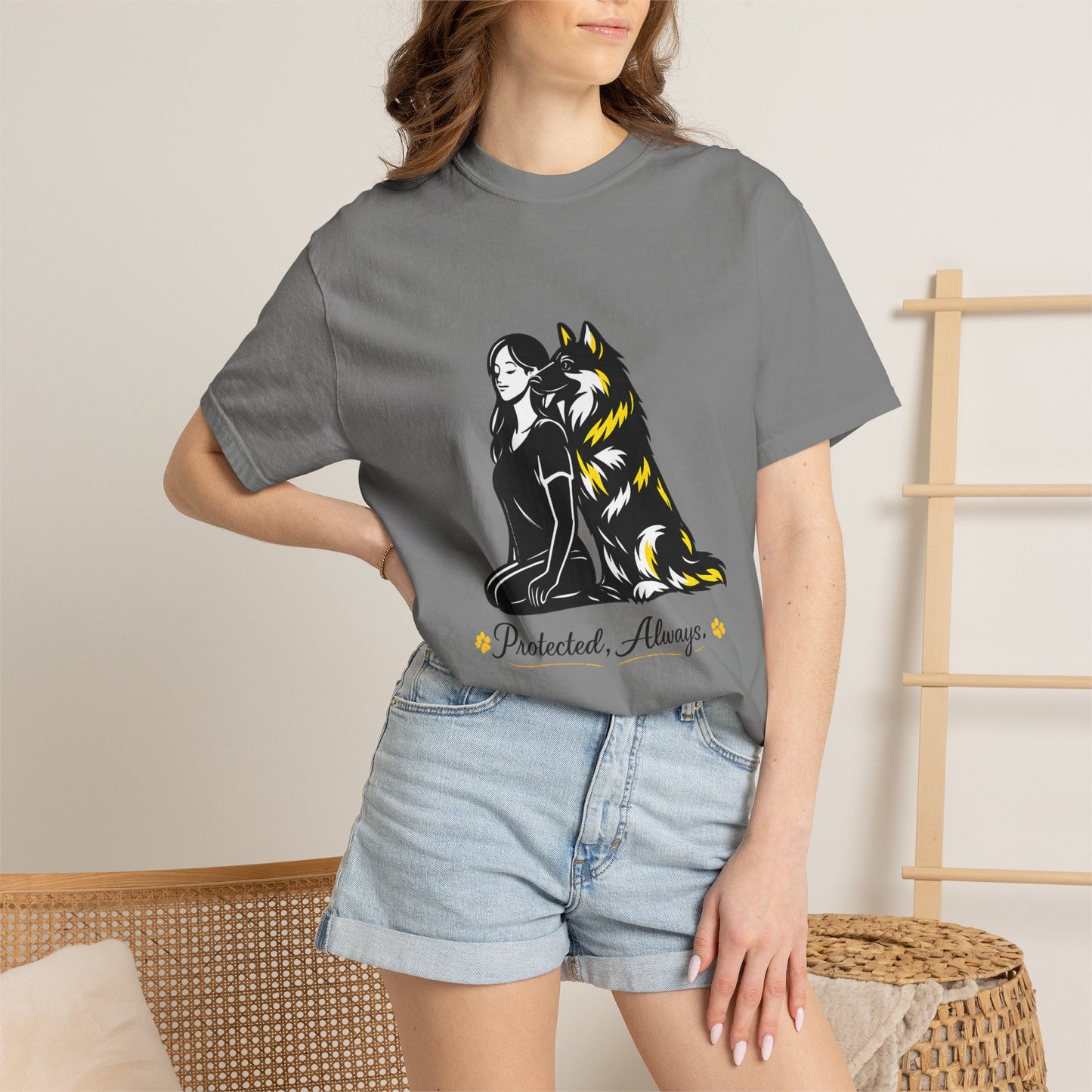 German Shephard and Woman, Guarded Forever, Petite Center Print