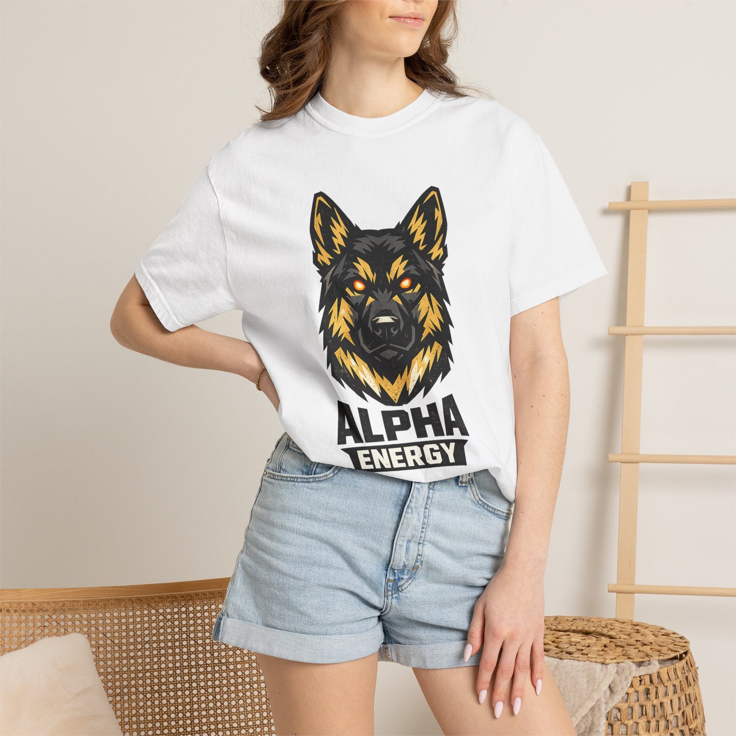 Alpha Energy German Shepherd Head T‑Shirt – Athletic Logo Dog Lover Tee | Bold Working Dog Graphic for Fitness & Streetwear | T‑Shirt