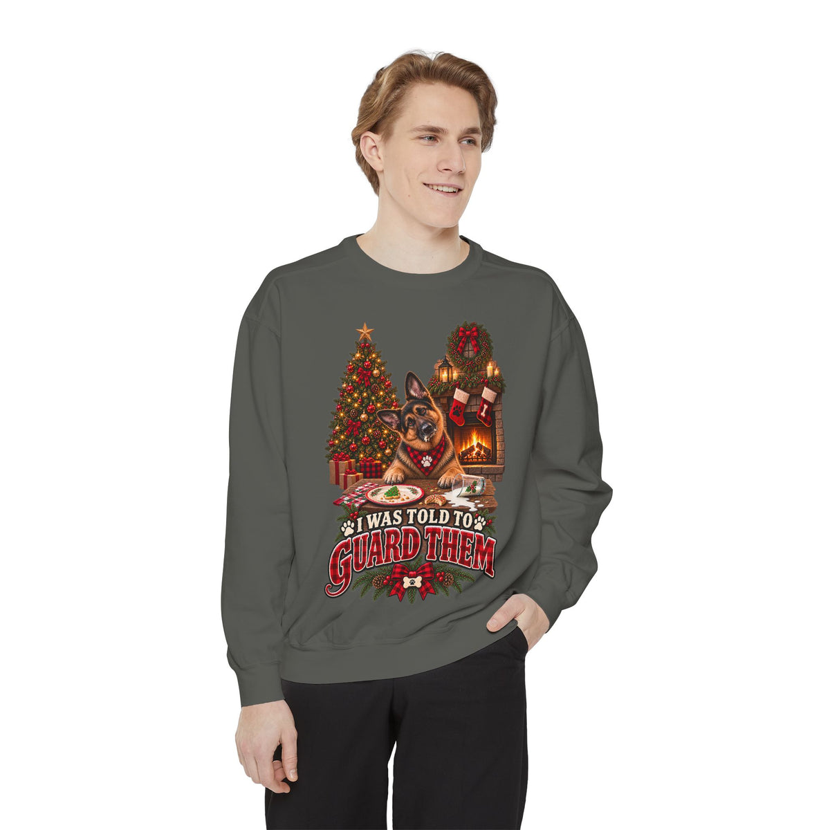 German Shepherd Christmas Sweatshirt, I Was Told to Guard Them