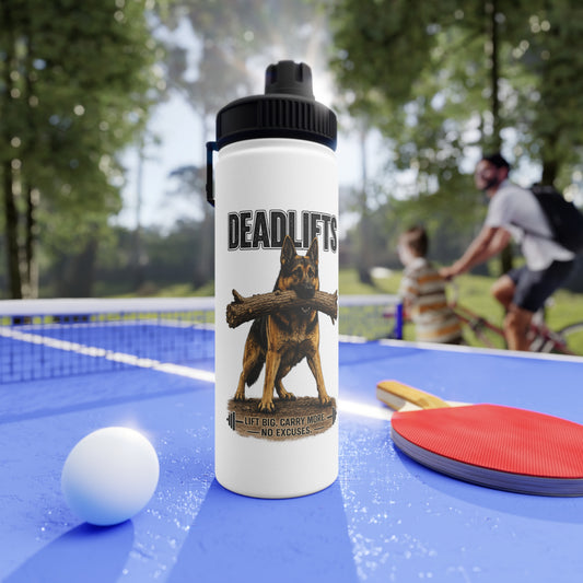 Deadlifts German Shepherd Insulated Water Bottle | Lift Big. Carry More. No Excuses.