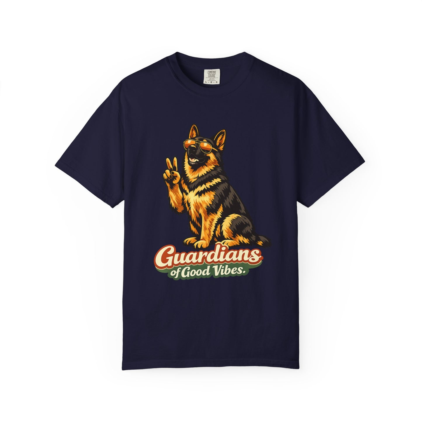 Guardians of Good Vibes German Shepherd T-shirt | Peace Sign Dog Tee