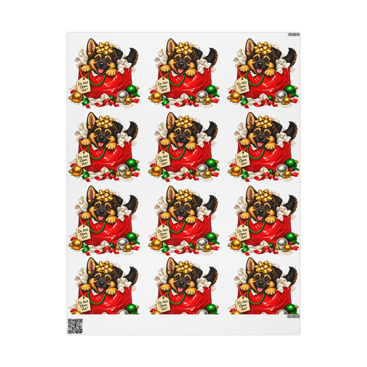 German Shepherd Christmas Wrapping Paper – GSD Puppy Gift Wrap