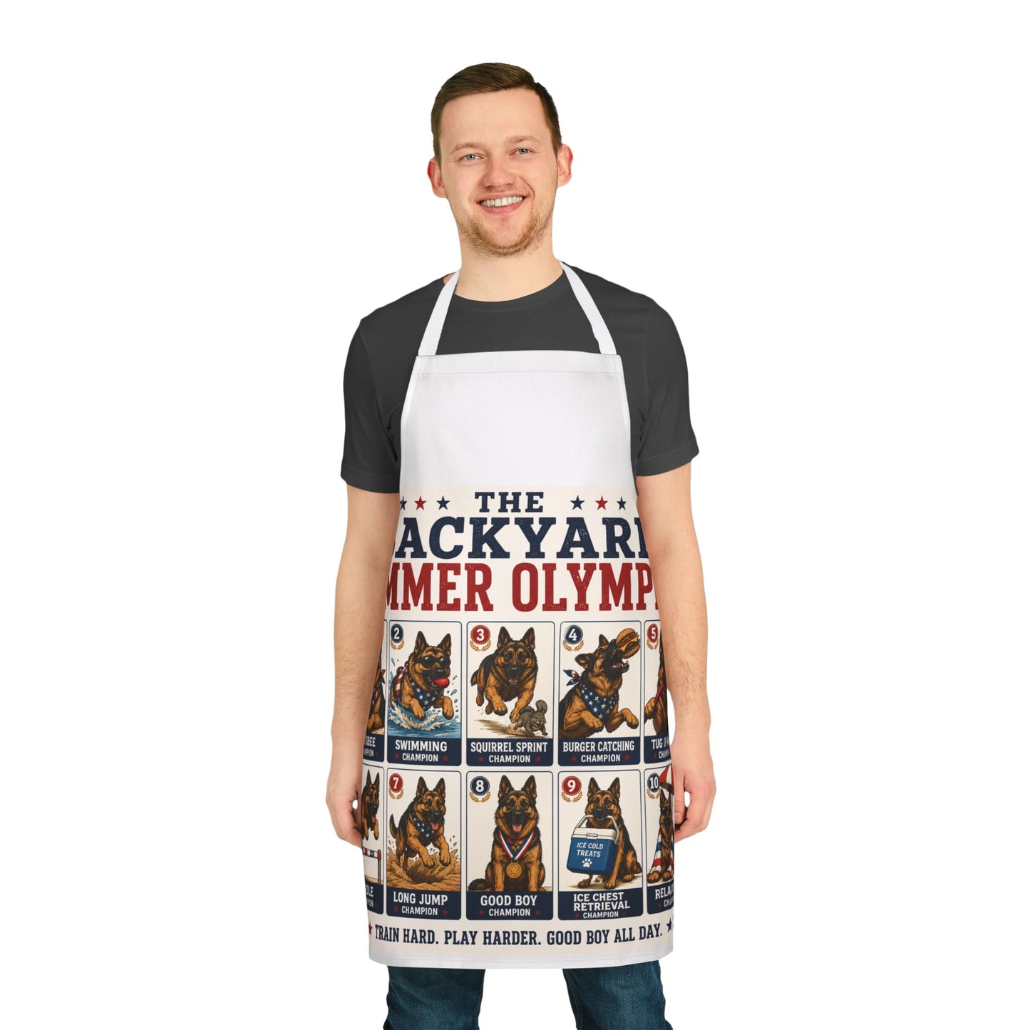 Apron - The Backyard Summer Olympics German Shepherd Funny Pet Lover BBQ Gift