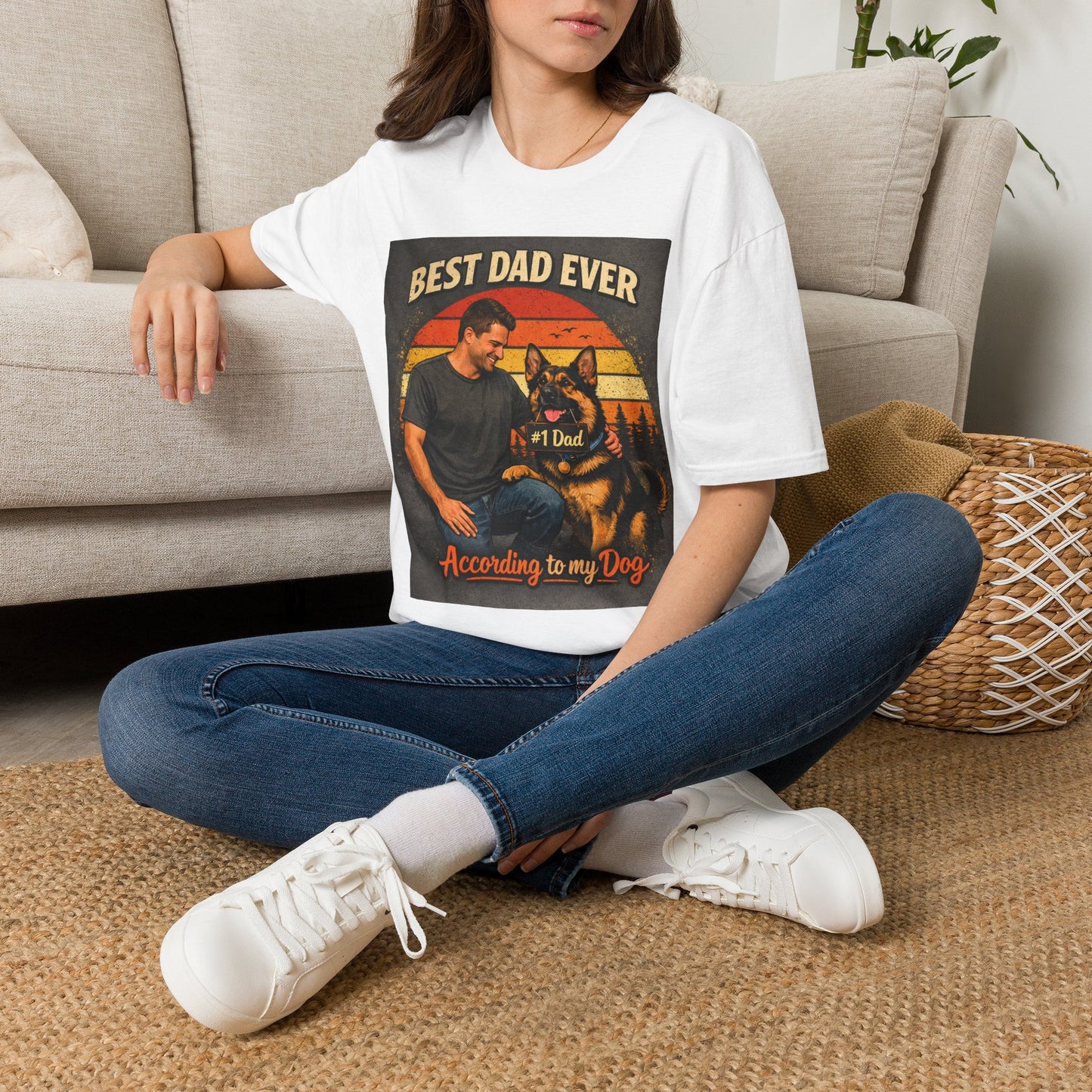Best Dad Ever According to My Dog Shirt | German Shepherd Father’s Day Gift | Dog Dad Tee | #1 Dad Funny Pet Lover Shirt | Gildan 64000 Softstyle