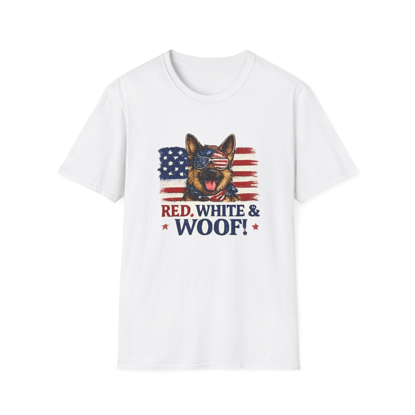 Patriotic German Shepherd Graphic T-Shirt | American Flag Dog Tee