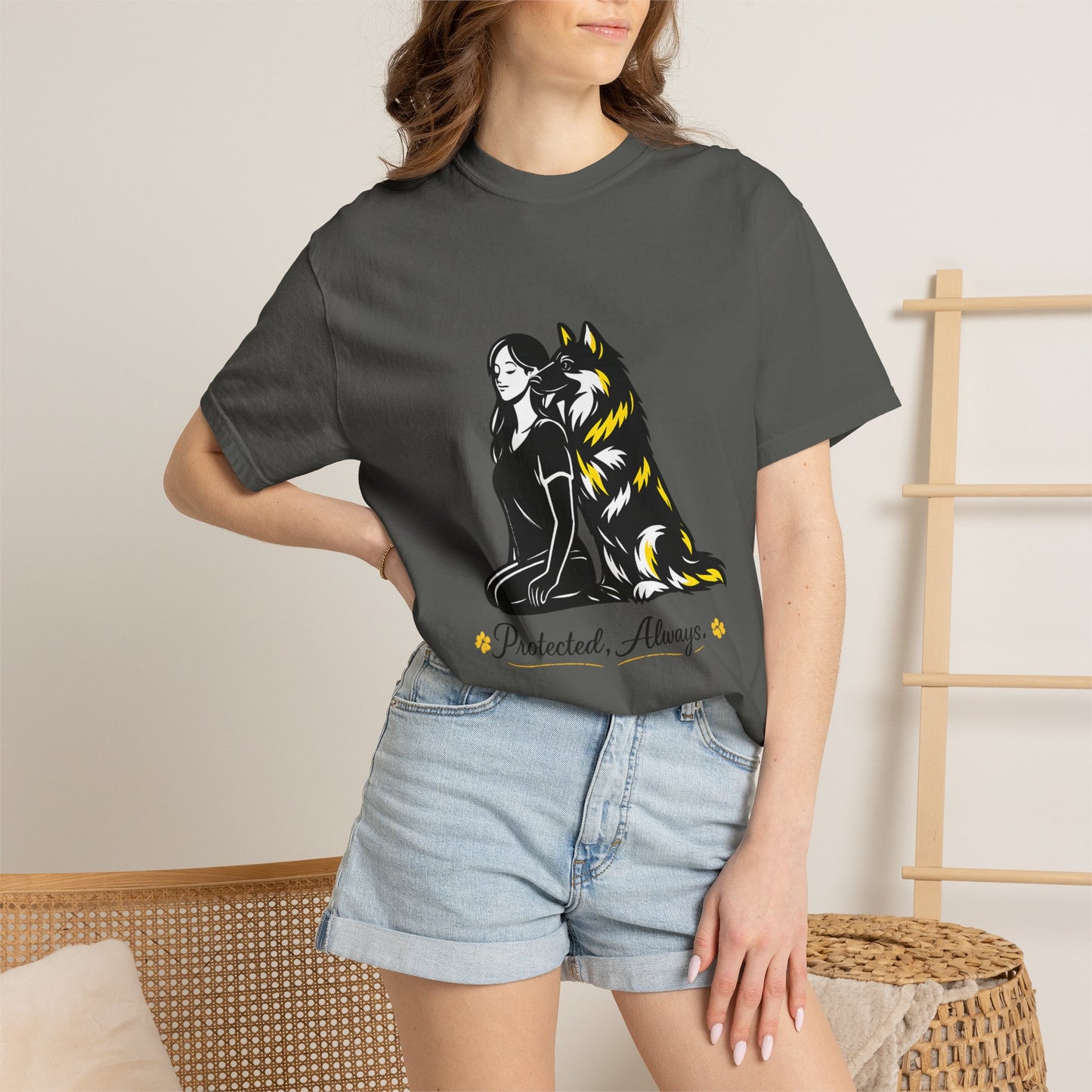 German Shephard and Woman, Guarded Forever, Petite Center Print