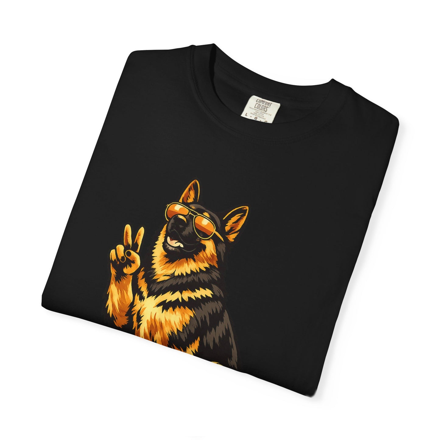 Guardians of Good Vibes German Shepherd T-shirt | Peace Sign Dog Tee