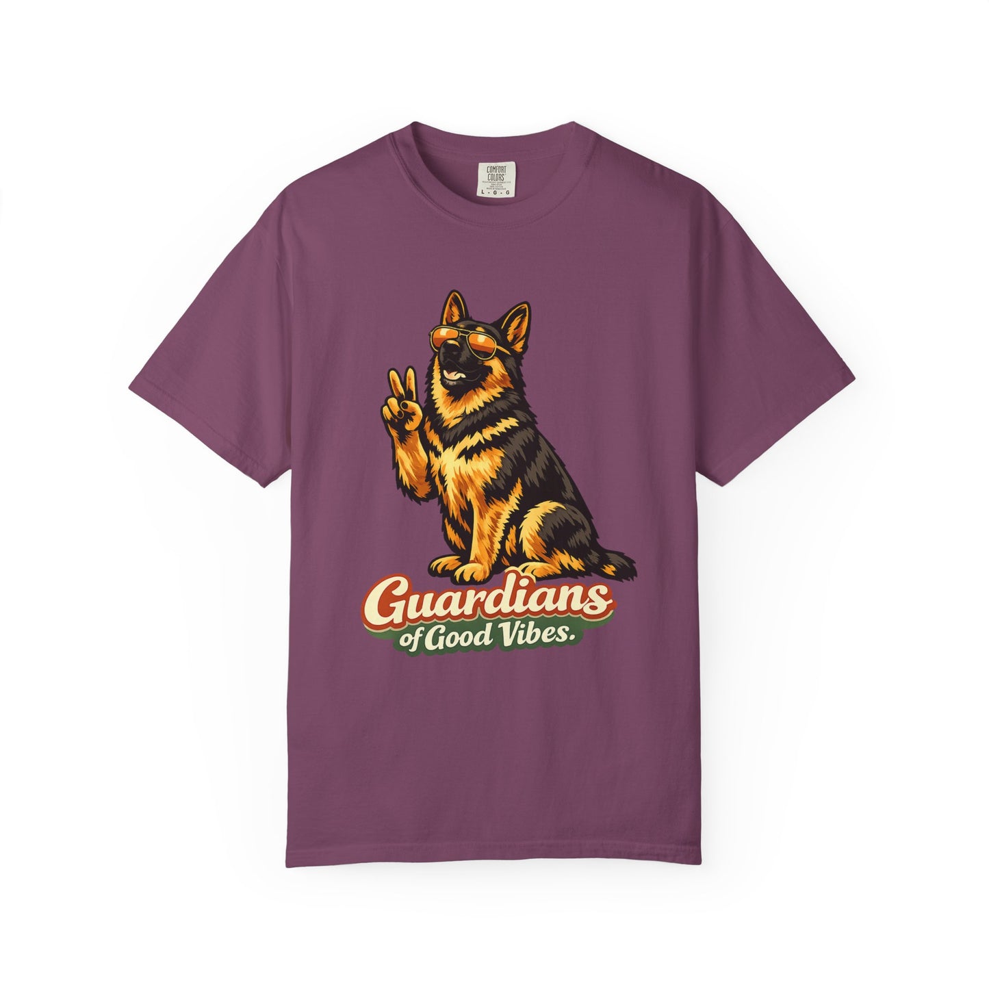 Guardians of Good Vibes German Shepherd T-shirt | Peace Sign Dog Tee