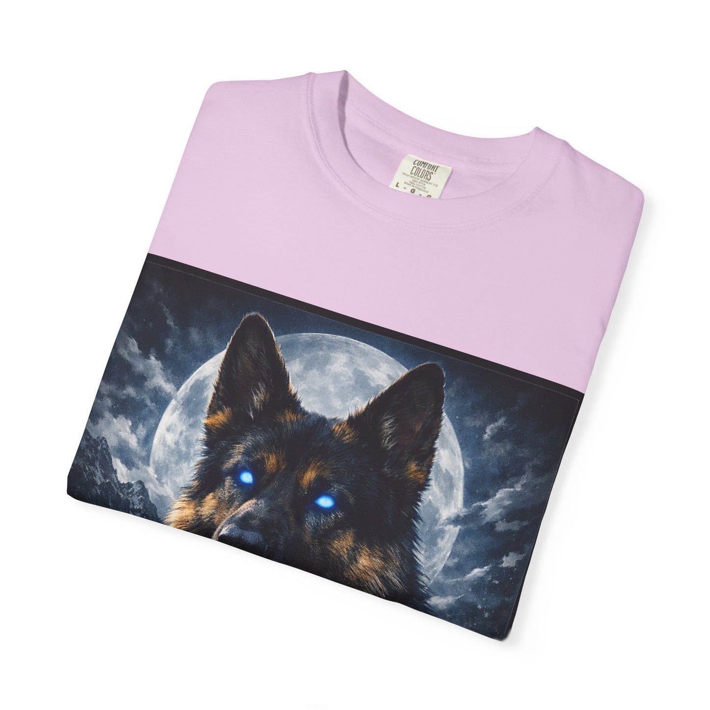 German Shepherd Portrait T-shirt | Dog Art, Night Sky Paw Print