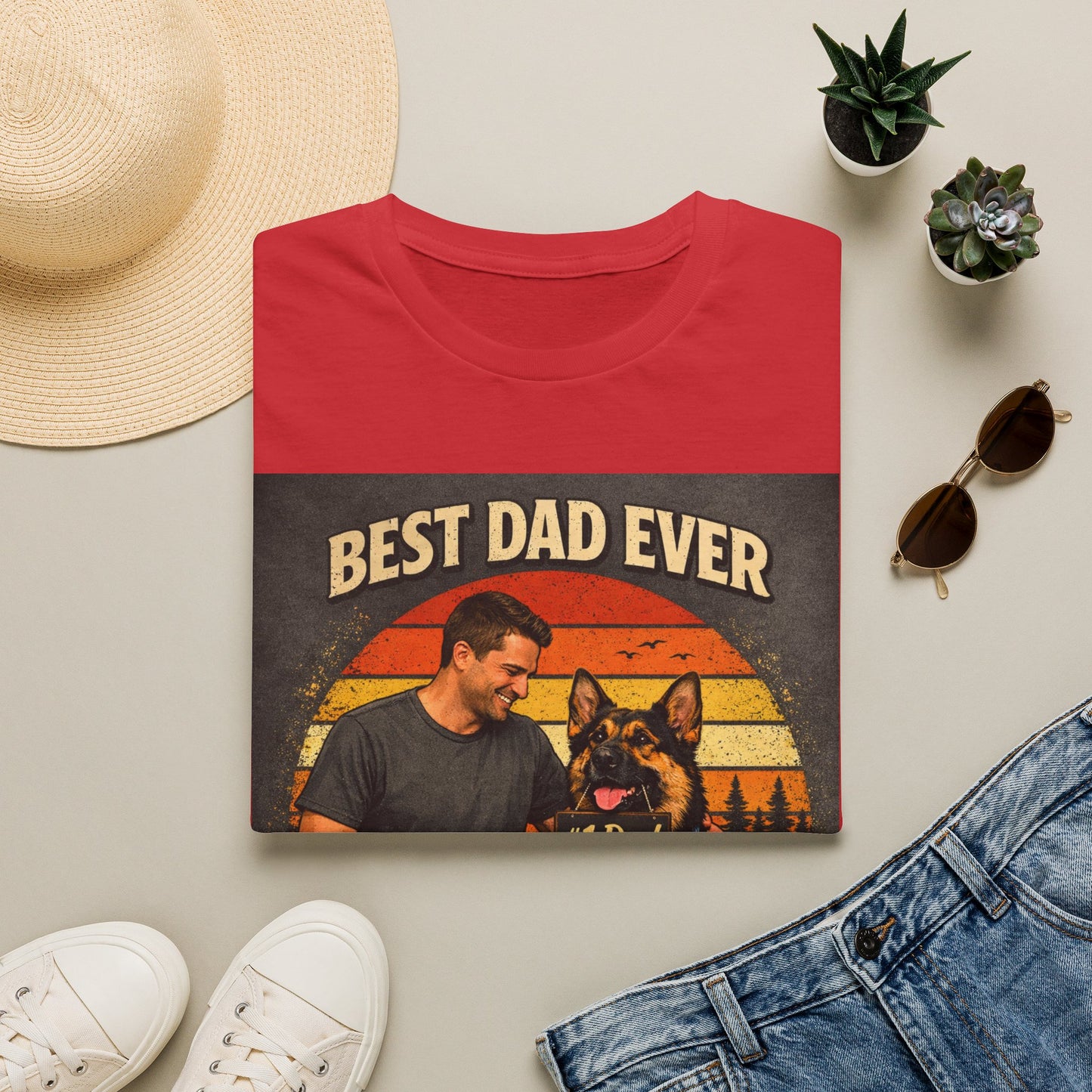Best Dad Ever According to My Dog Shirt | German Shepherd Father’s Day Gift | Dog Dad Tee | #1 Dad Funny Pet Lover Shirt | Gildan 64000 Softstyle