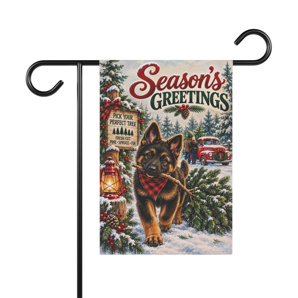 German Shepherd Season’s Greetings Christmas Garden Flag