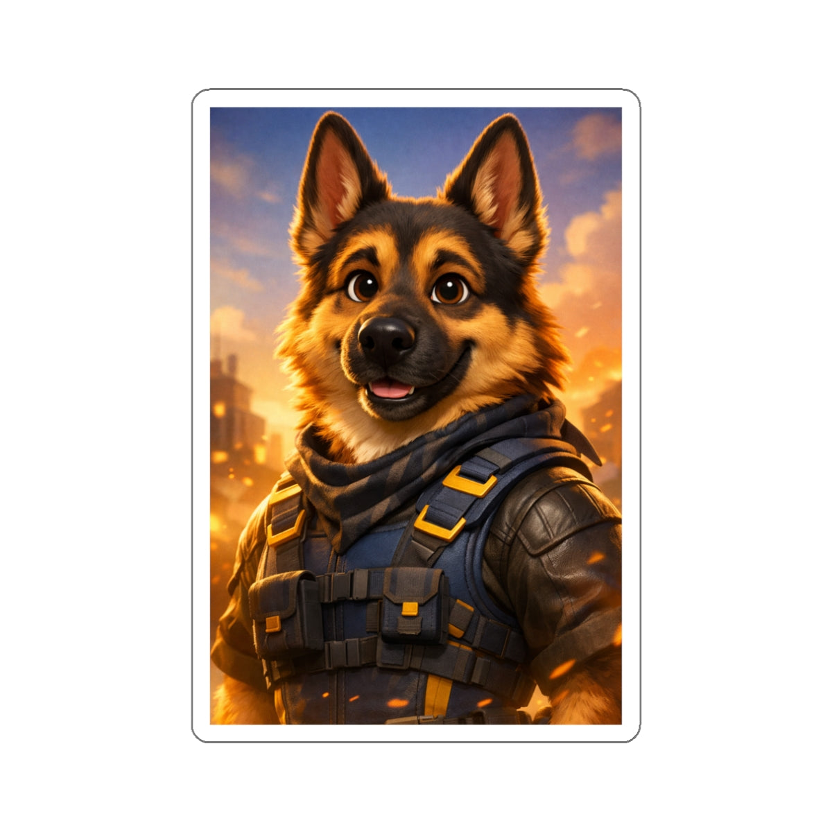German Shepherd Tactical Hero Die‑Cut Sticker – Durable Vinyl Dog Lover Decal