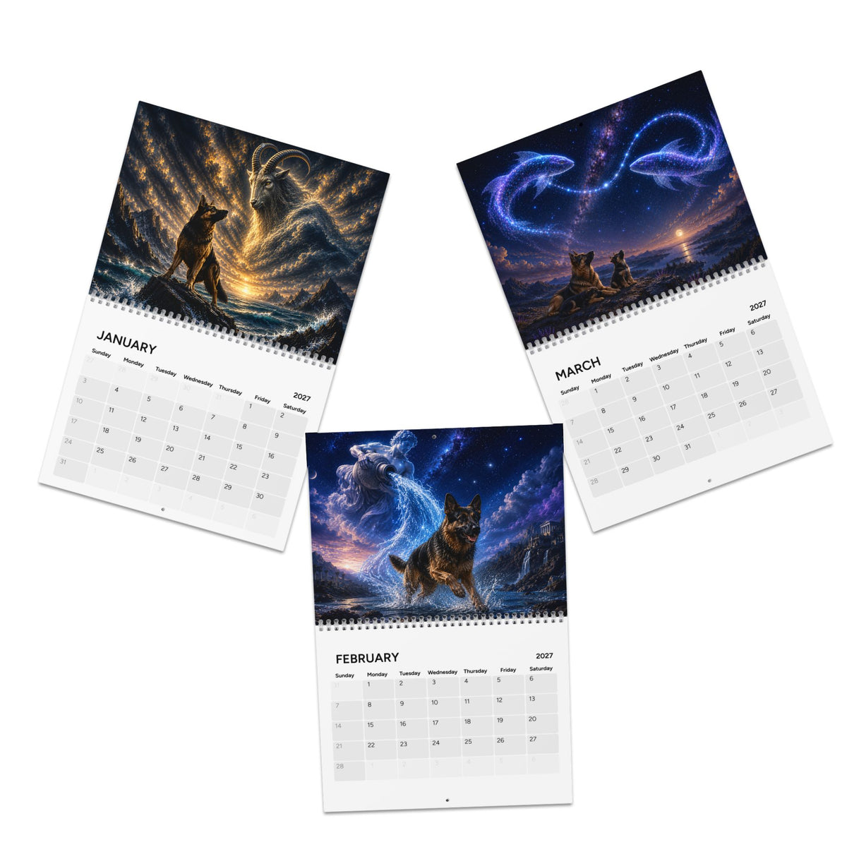 German Shepherd Zodiac 2027 Wall Calendar – Astrology Gift for GSD Lovers
