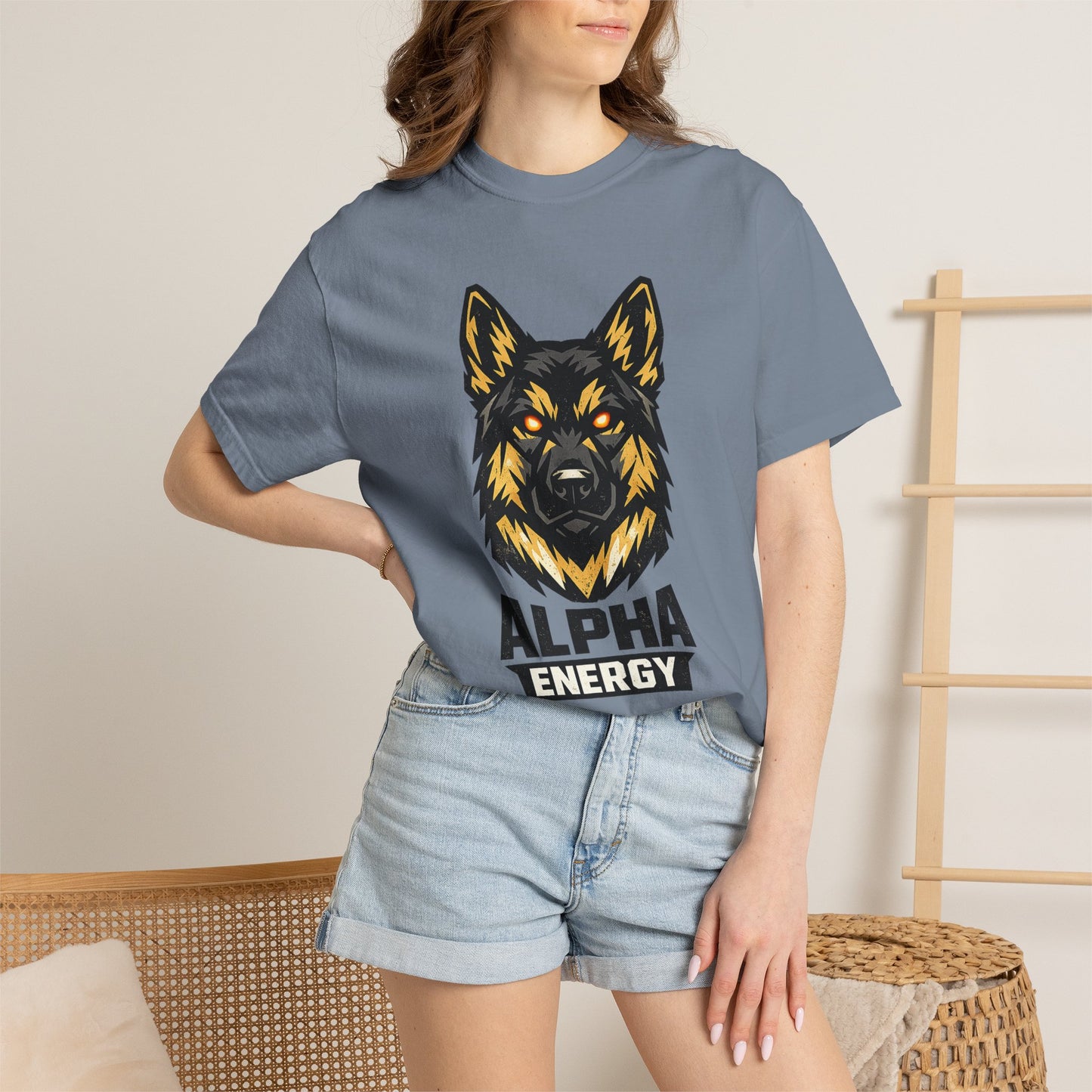 Alpha Energy German Shepherd Head T‑Shirt – Athletic Logo Dog Lover Tee | Bold Working Dog Graphic for Fitness & Streetwear | T‑Shirt