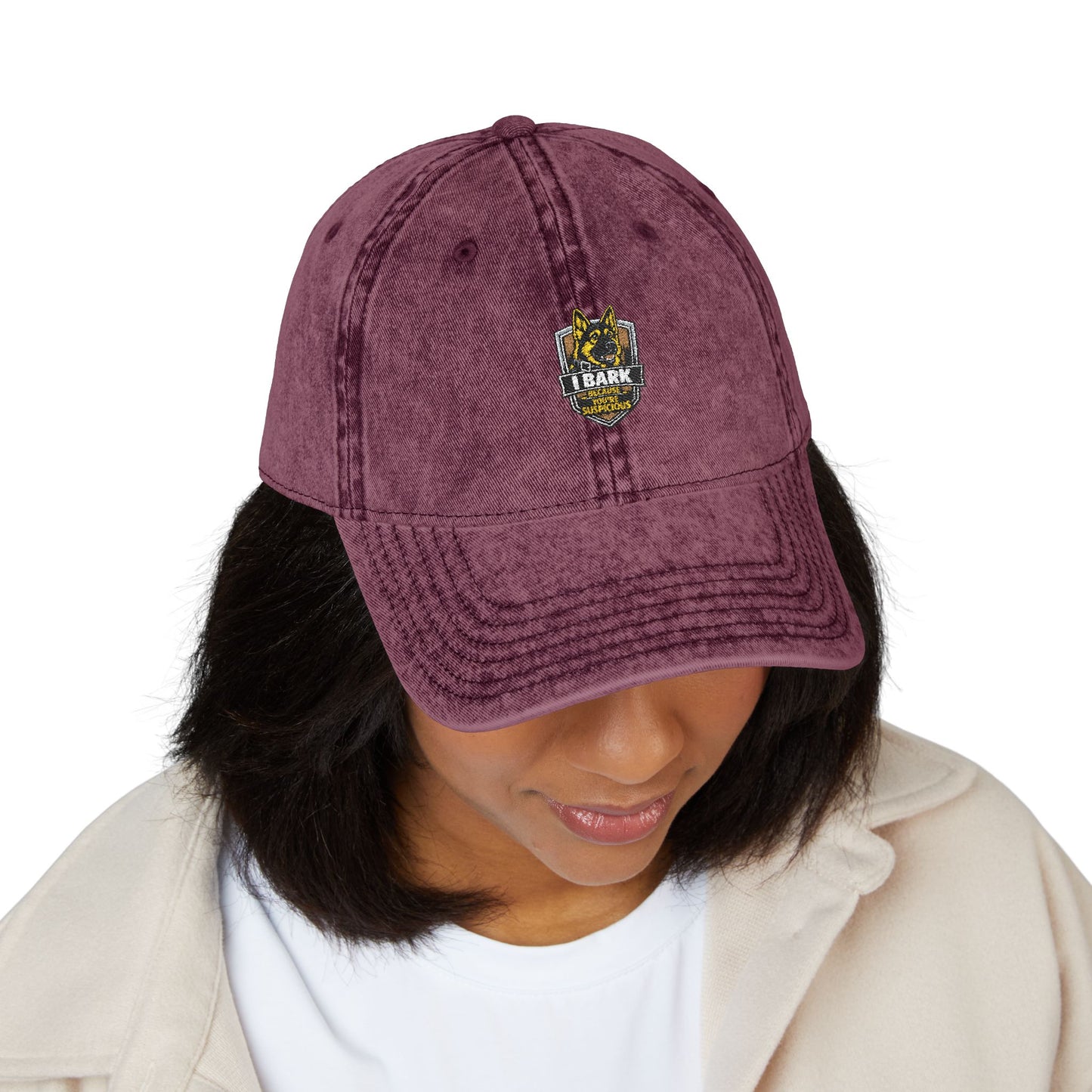 Vintage Embroidered Cap — Distressed Retro Tiger Crest Hat