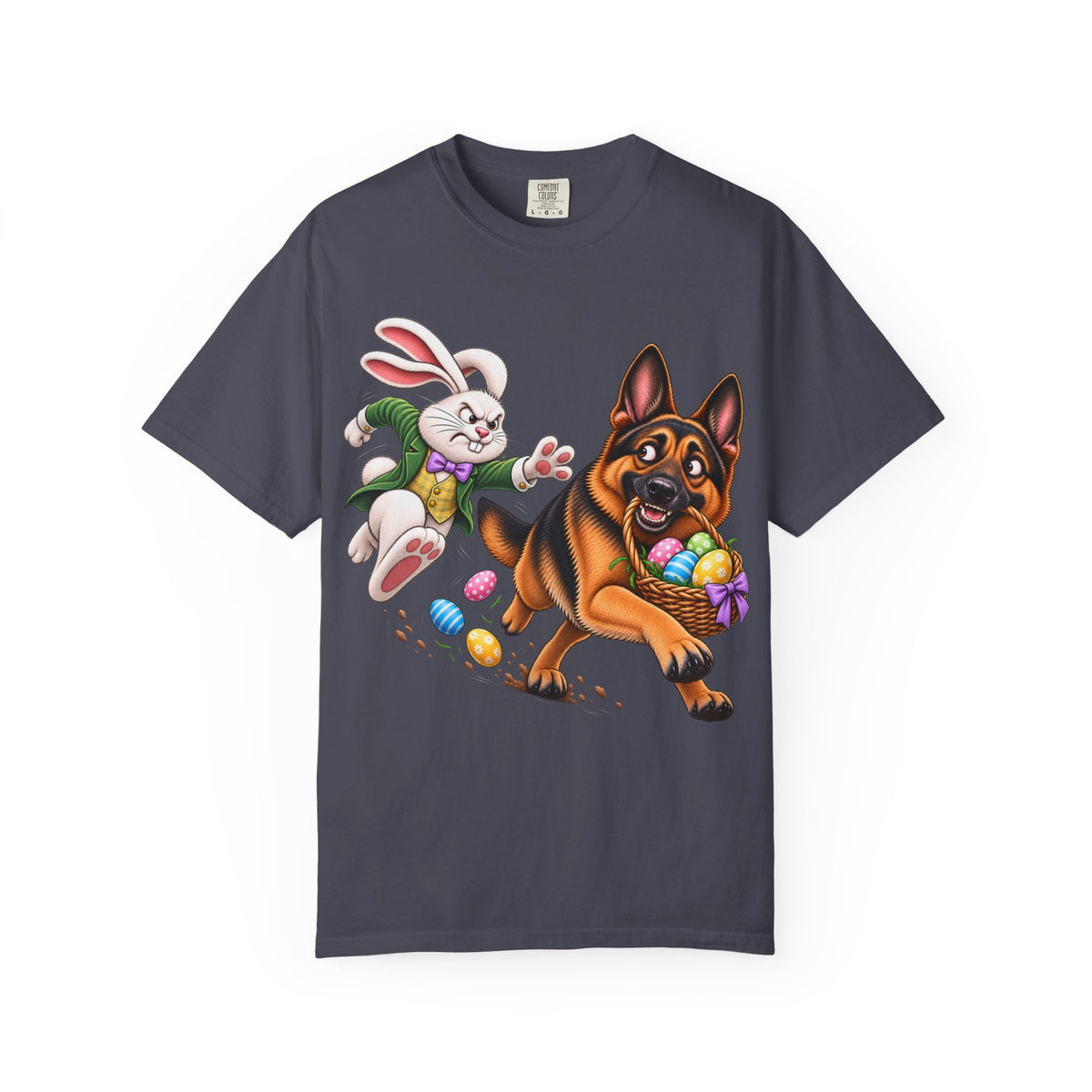 German Shepherd Easter Shirt – Funny Bunny Chase GSD T-Shirt