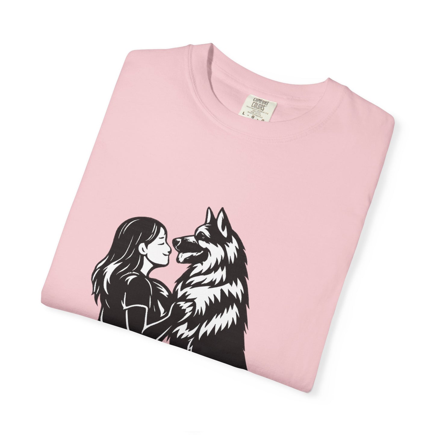 Girl and German Shepherd Illustration T-Shirt | My Heart Walks on Four Paws
