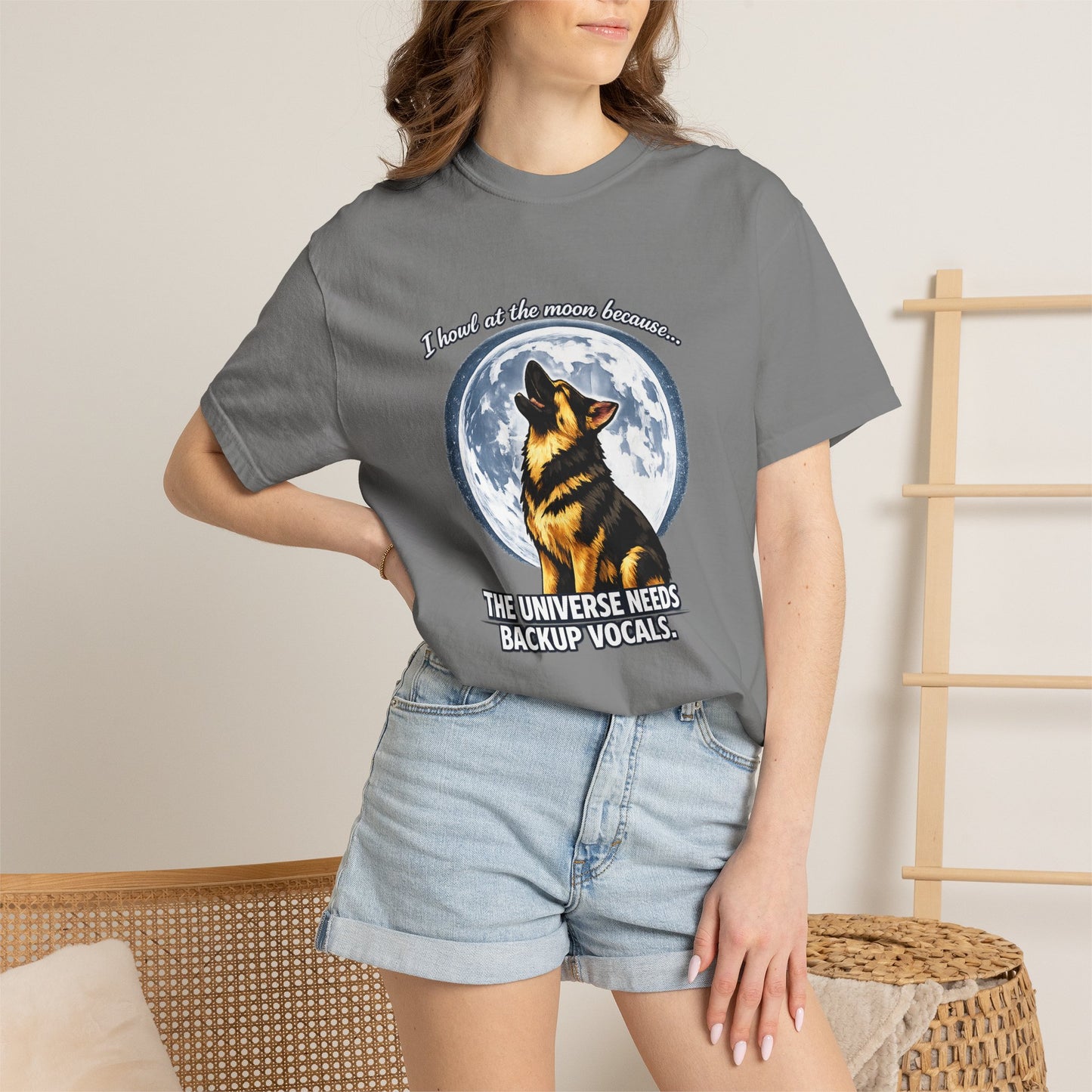 Howl at the Moon Dog T-Shirt | The Universe Needs Backup Vocals
