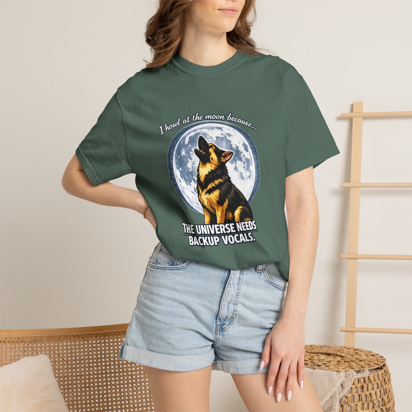 Howl at the Moon Dog T-Shirt | The Universe Needs Backup Vocals
