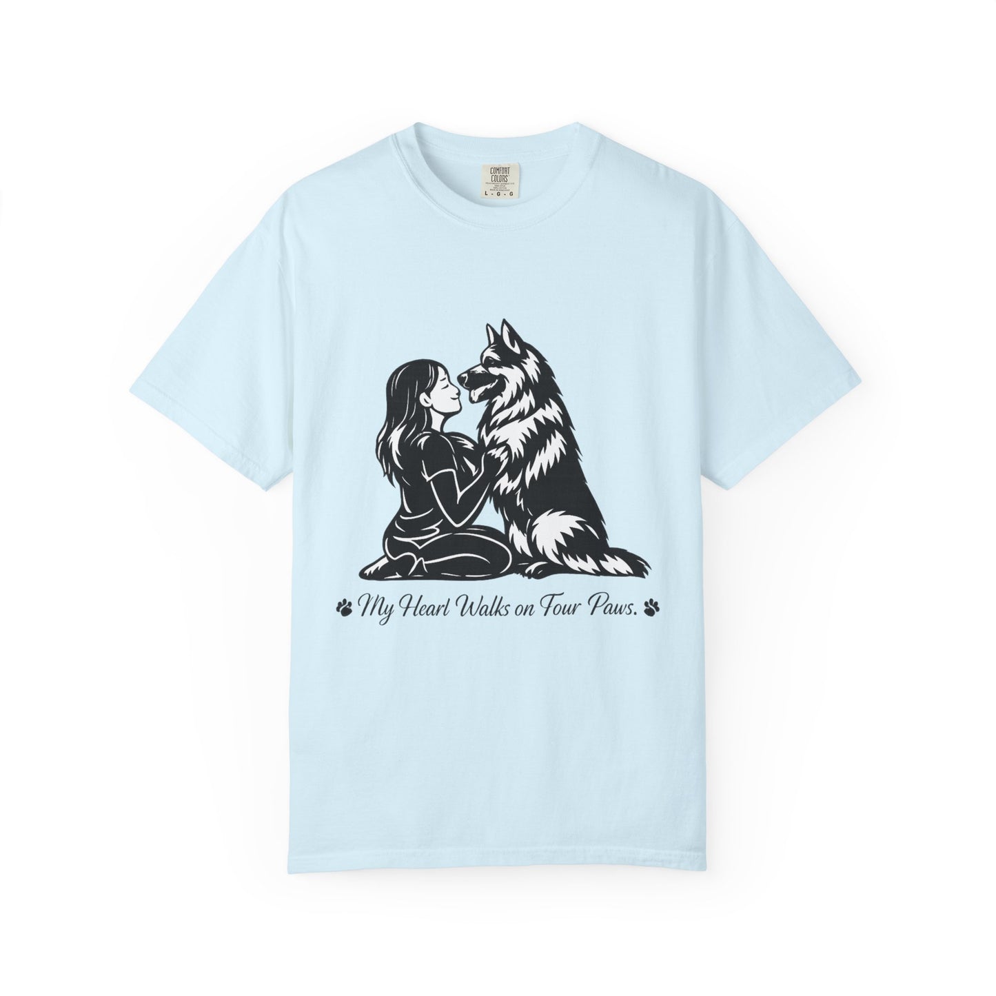 Girl and German Shepherd Illustration T-Shirt | My Heart Walks on Four Paws